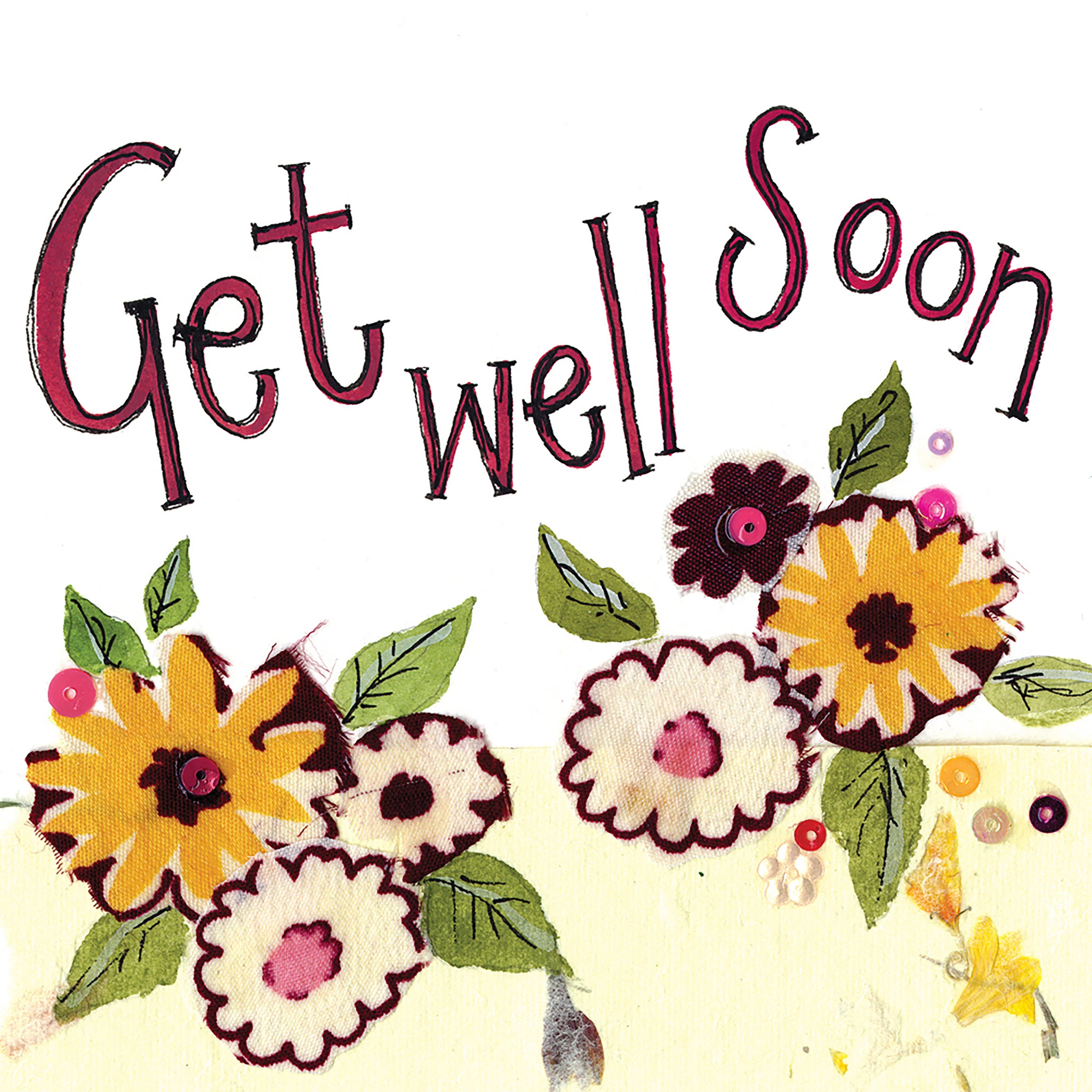 Little Sparkle Card Yellow Flower Get Well Soon - Image 2