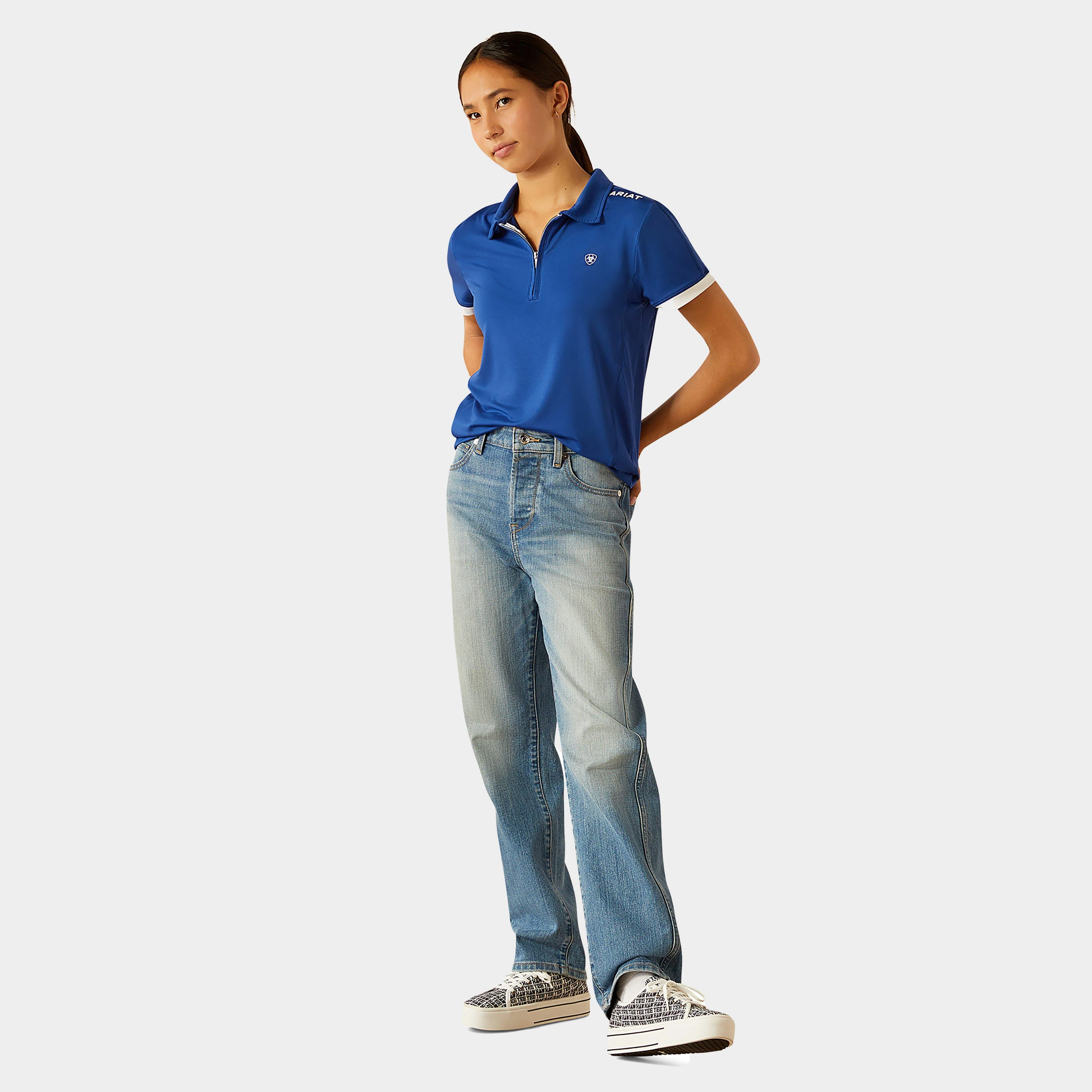 Kids Bandera 1/4 Zip Short Sleeved Polo Shirt Sodalite Blue - Image 4