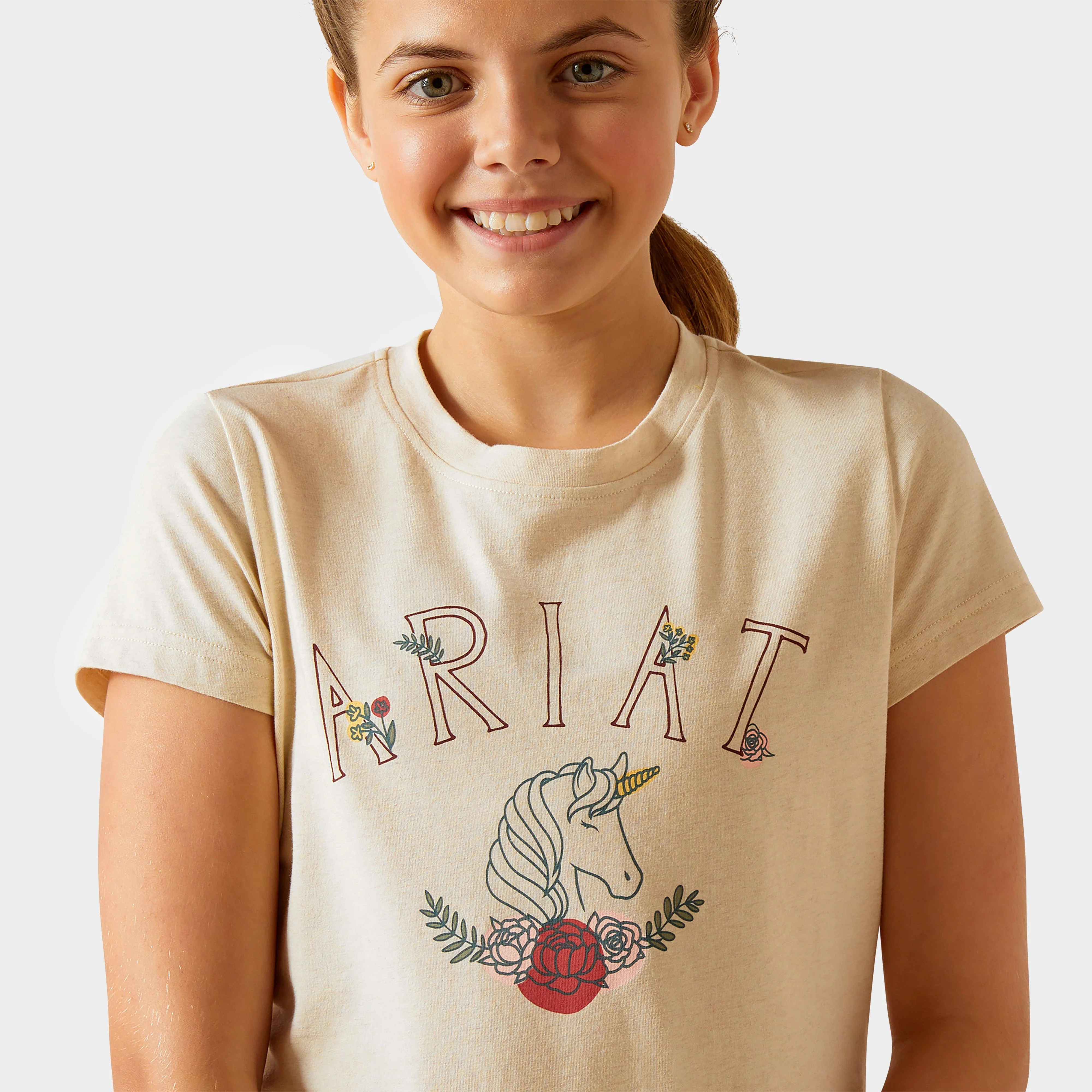 Kids Unicorn Insignia T-Shirt Oatmeal Heather - Image 3