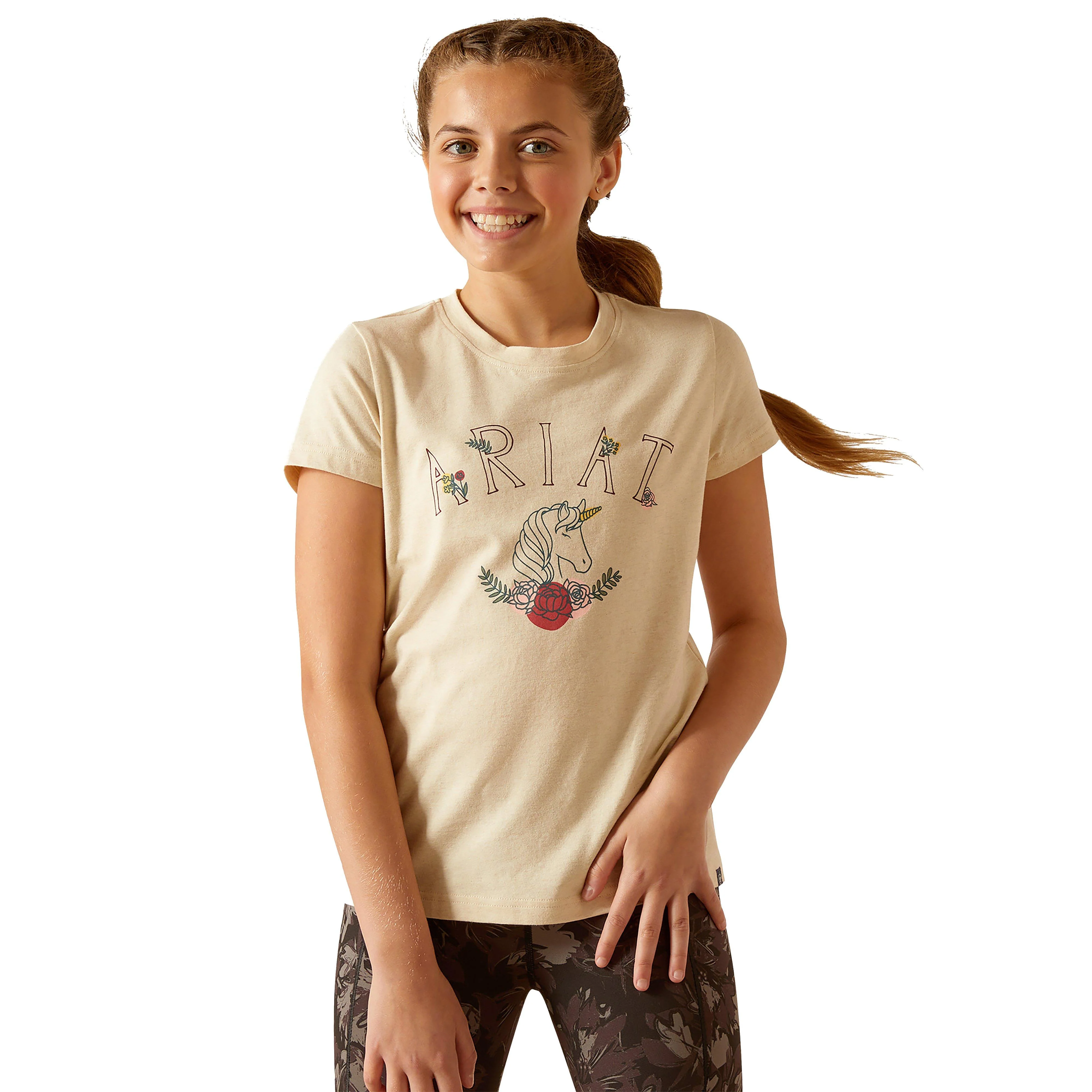 Kids Unicorn Insignia T-Shirt Oatmeal Heather - Image 5