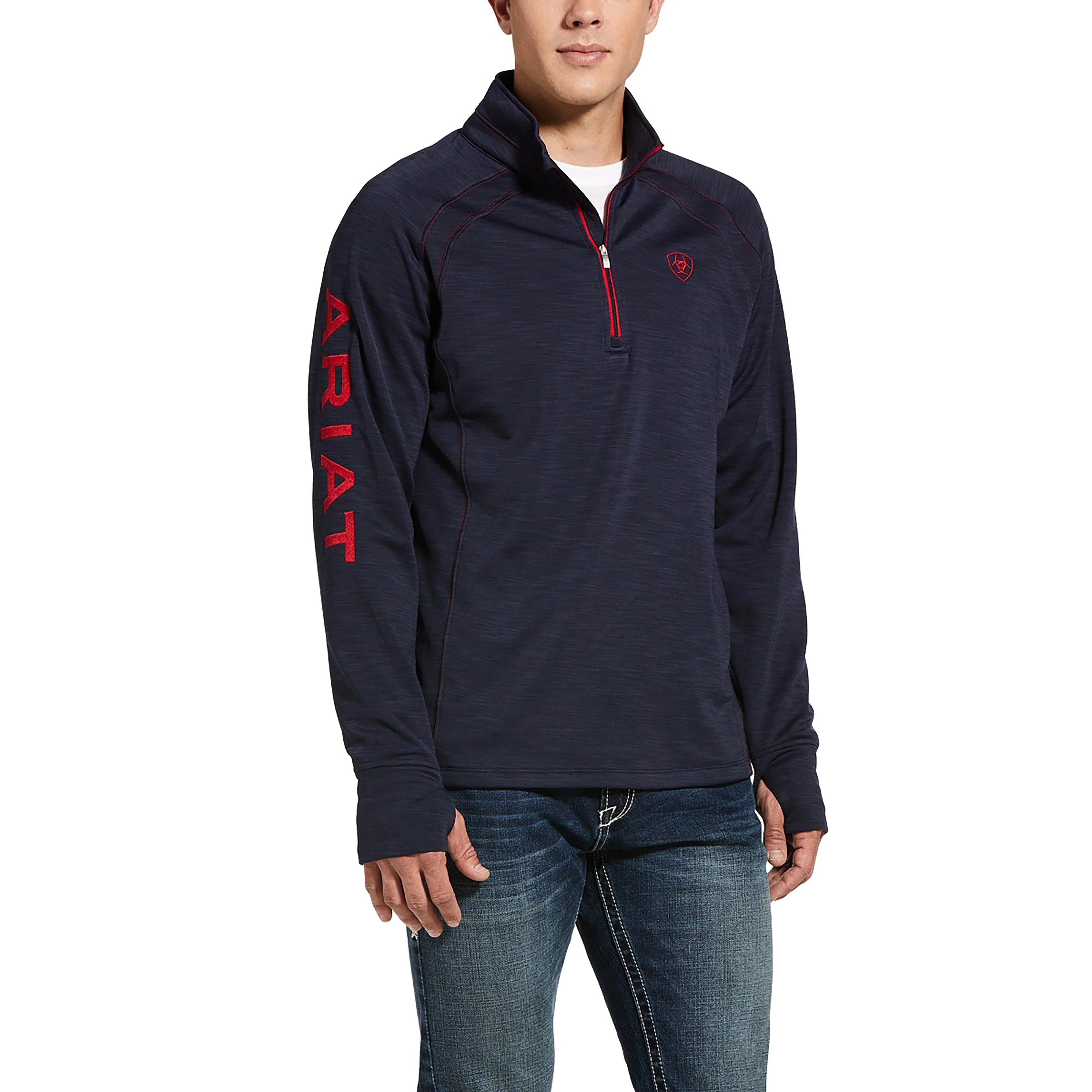 Mens Tek Team 1/2 Zip Sweatshirt Navy Heather - Image 2