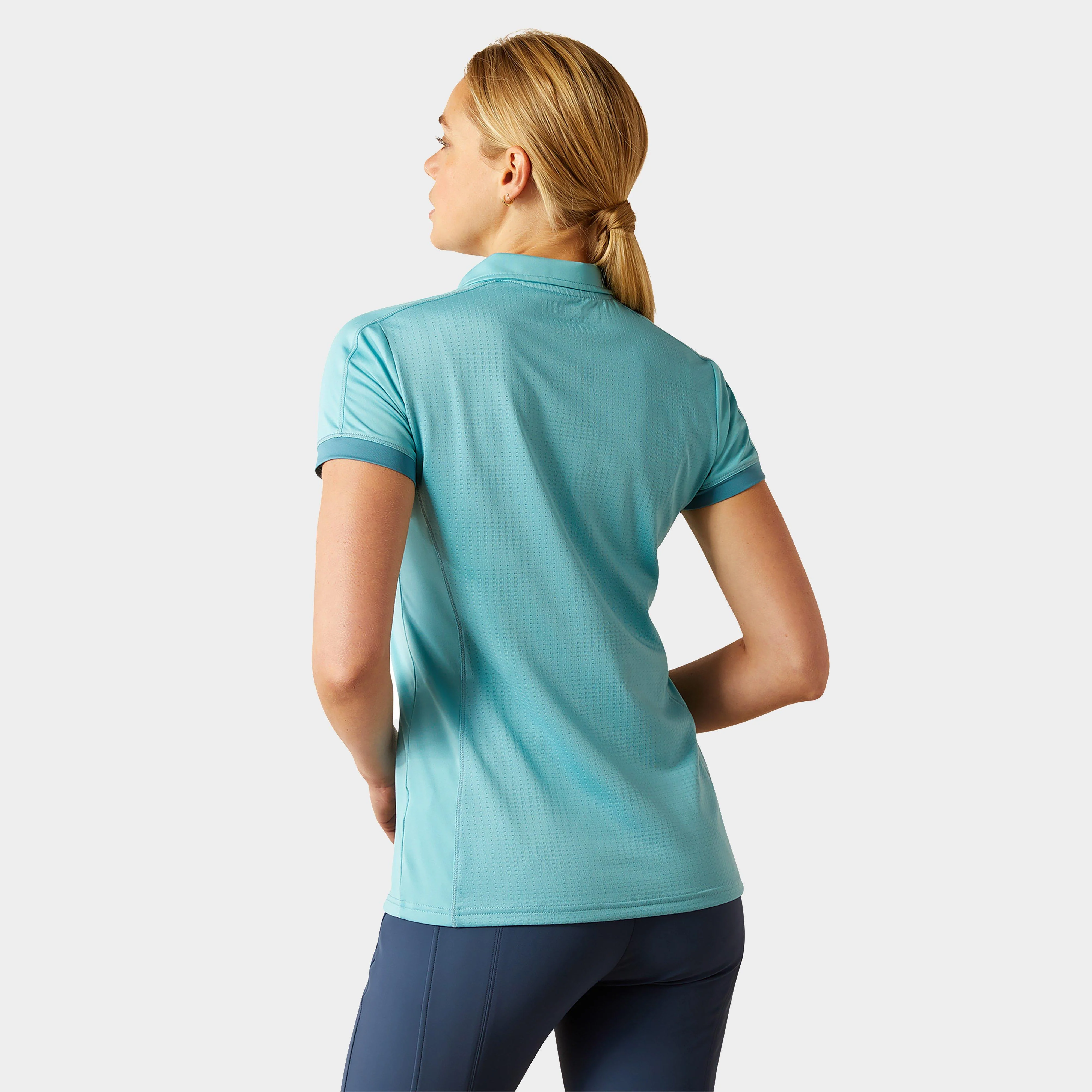 Womens Bandera 1/4 Zip Short Sleeved Polo Shirt Aqua - Image 2