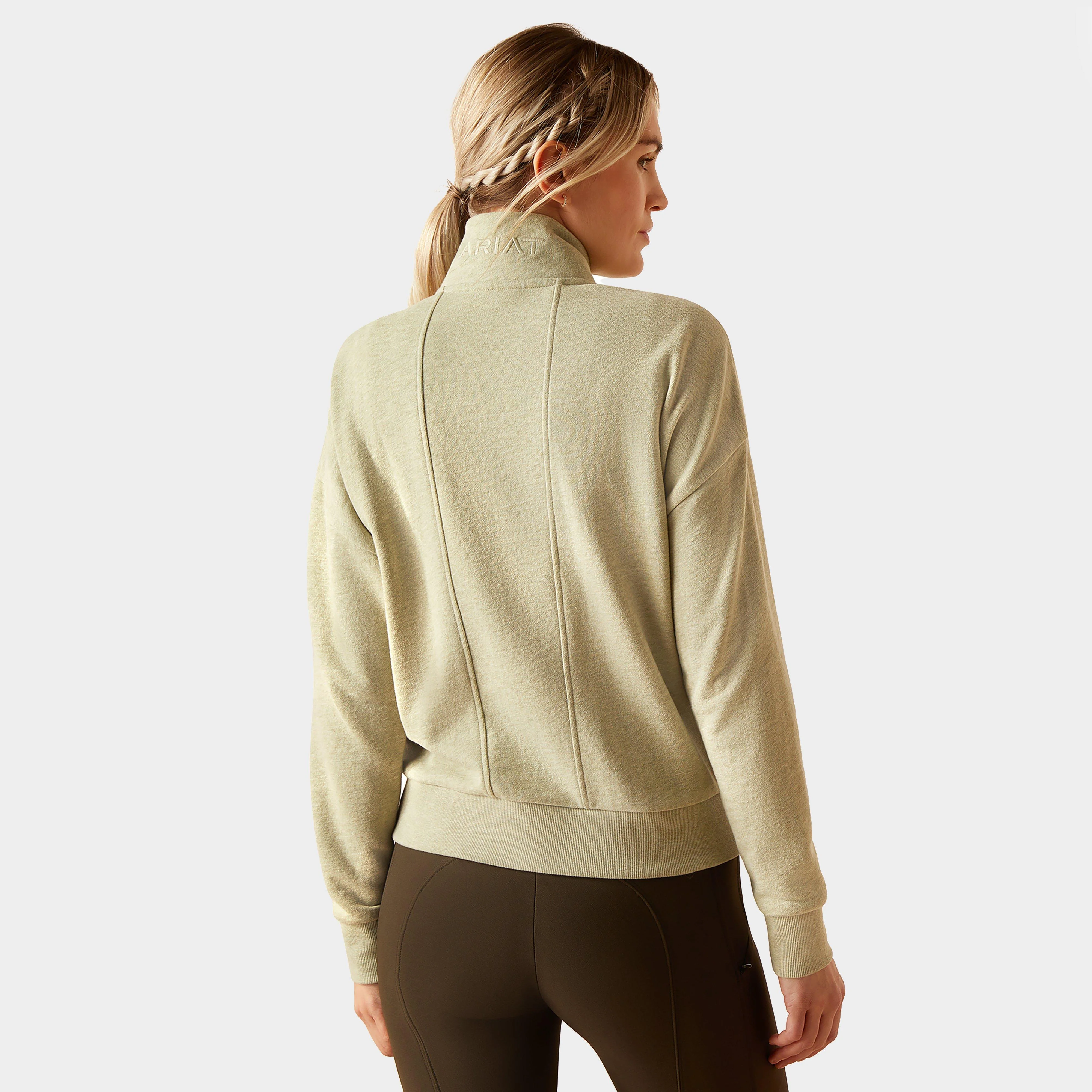 Womens Friday Cotton 1/2 Zip Sweatshirt Heather Laurel Green - Image 2