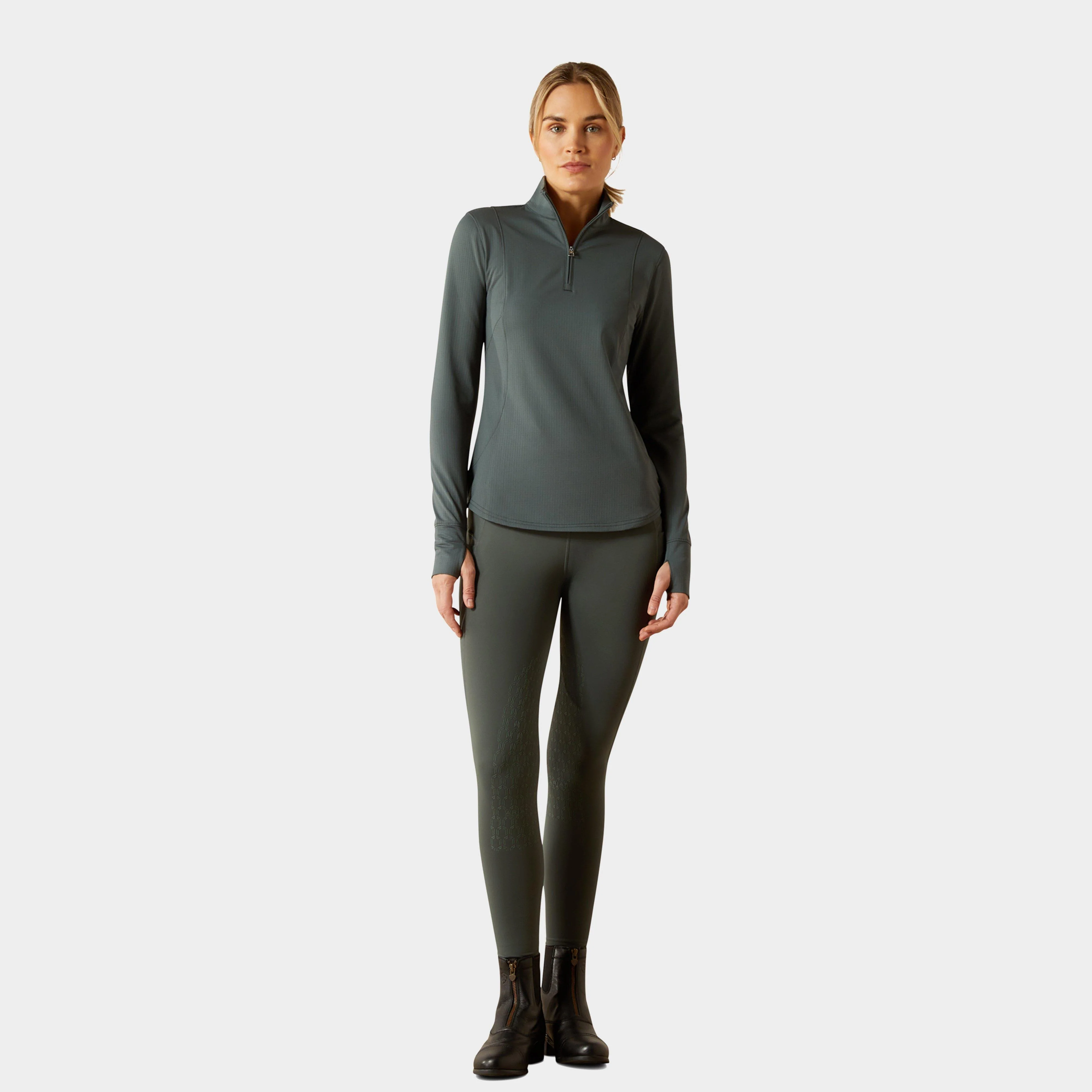 Women's Gridwork 2.0 1/4 Zip Baselayer Sage - Image 4