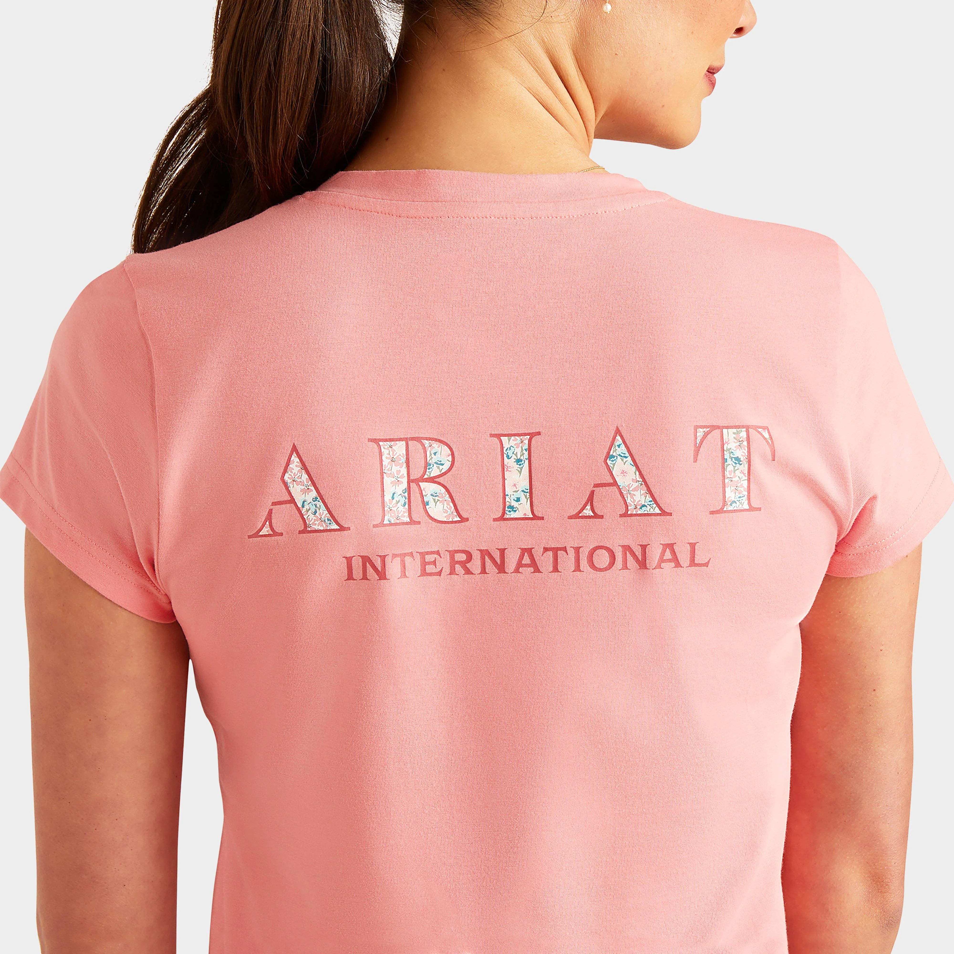 Womens Petal Font T-Shirt Flamingo Pulme - Image 4