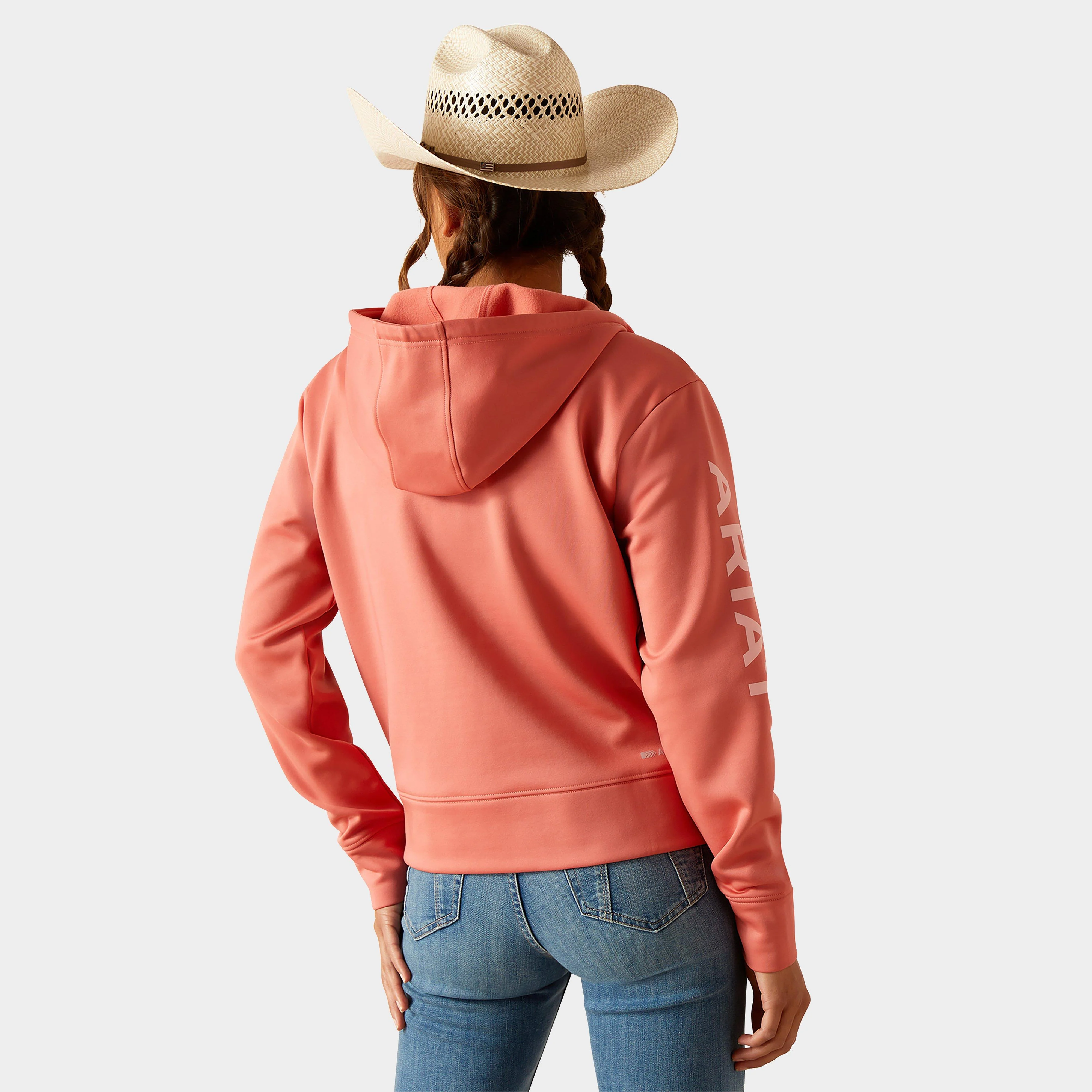 Womens Tek Hoodie 1/2 Zip Hoodie Faded Rose - Image 2