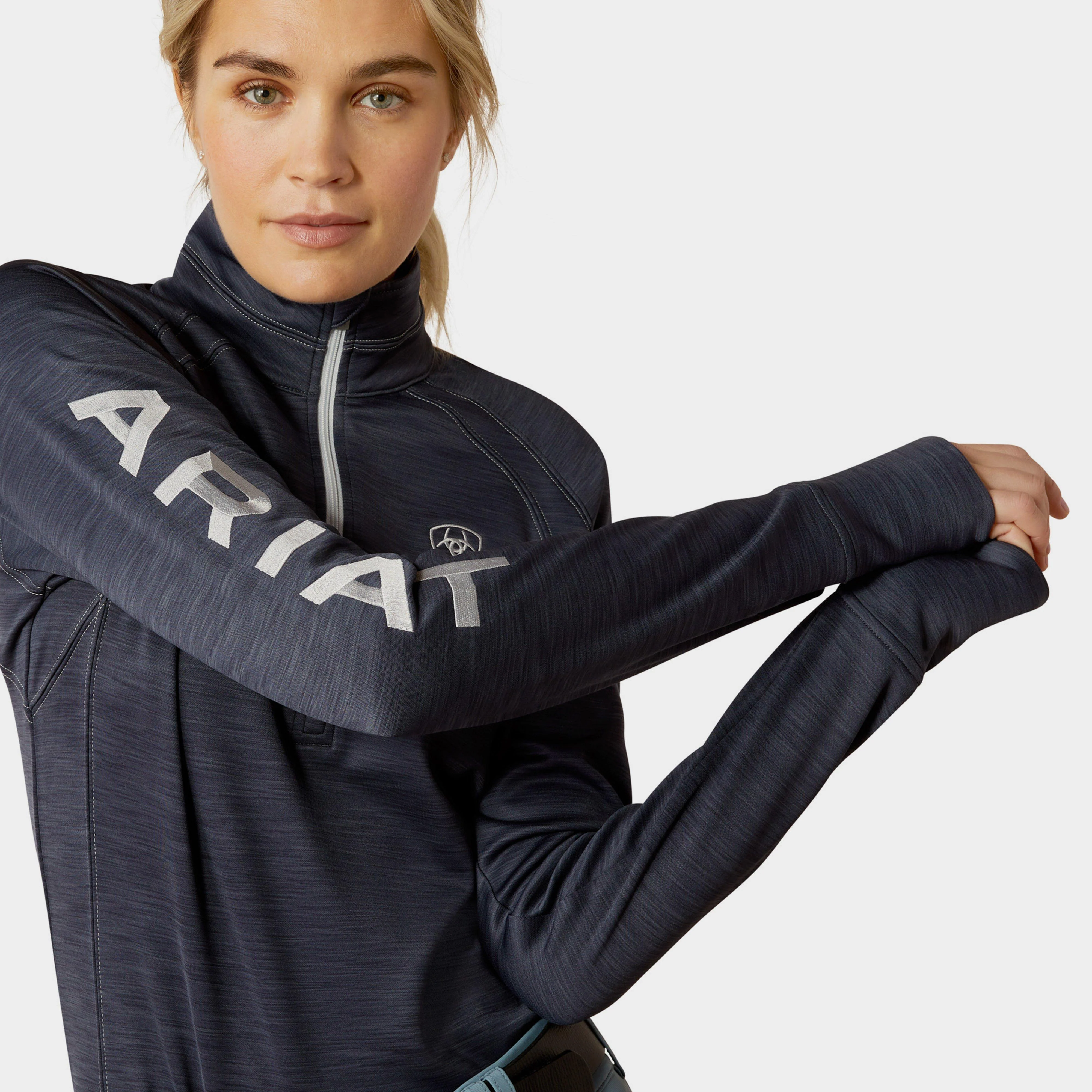 Womens Tek Team 1/2 Zip Sweatshirt Ombre Blue Heather - Image 4