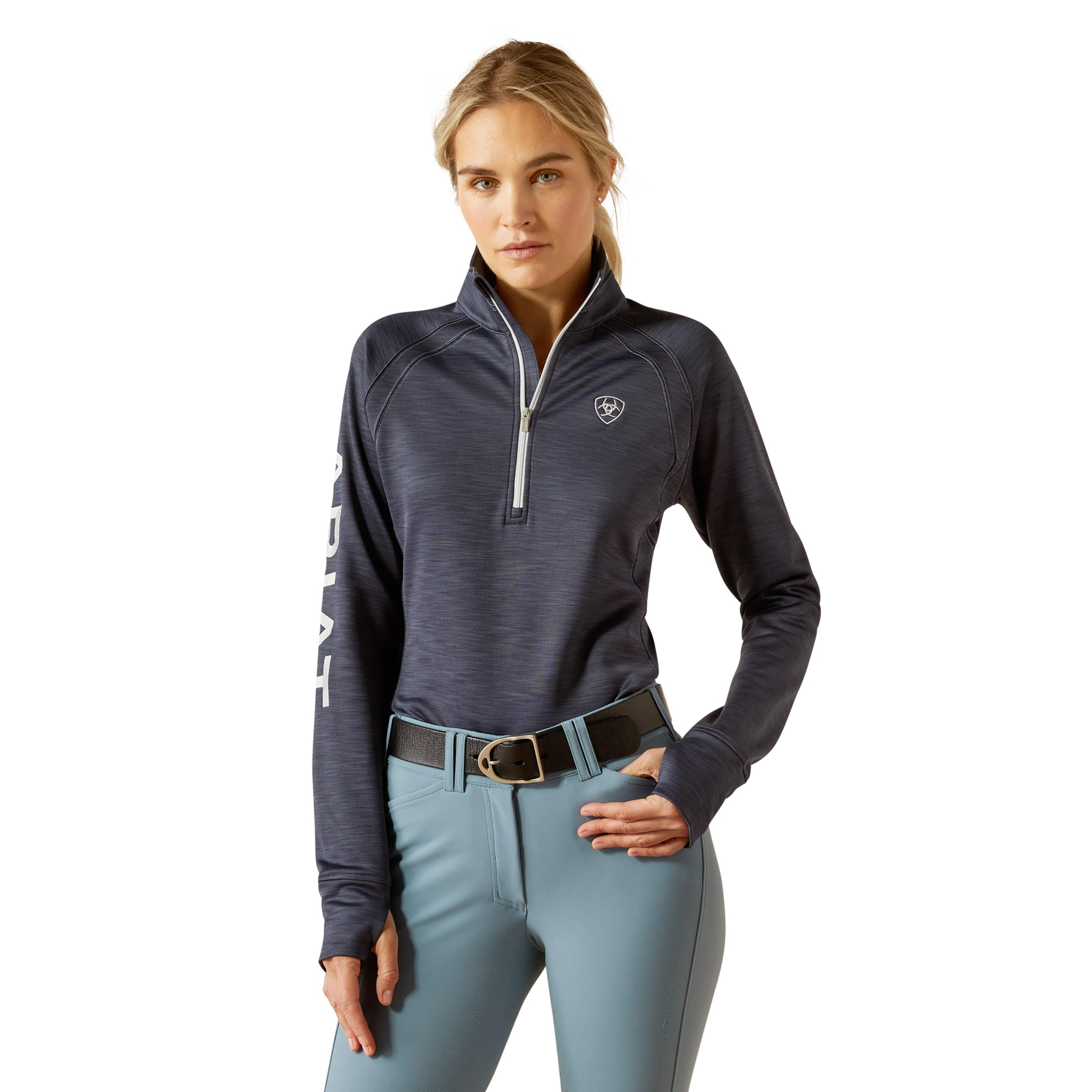 Womens Tek Team 1/2 Zip Sweatshirt Ombre Blue Heather - Image 6