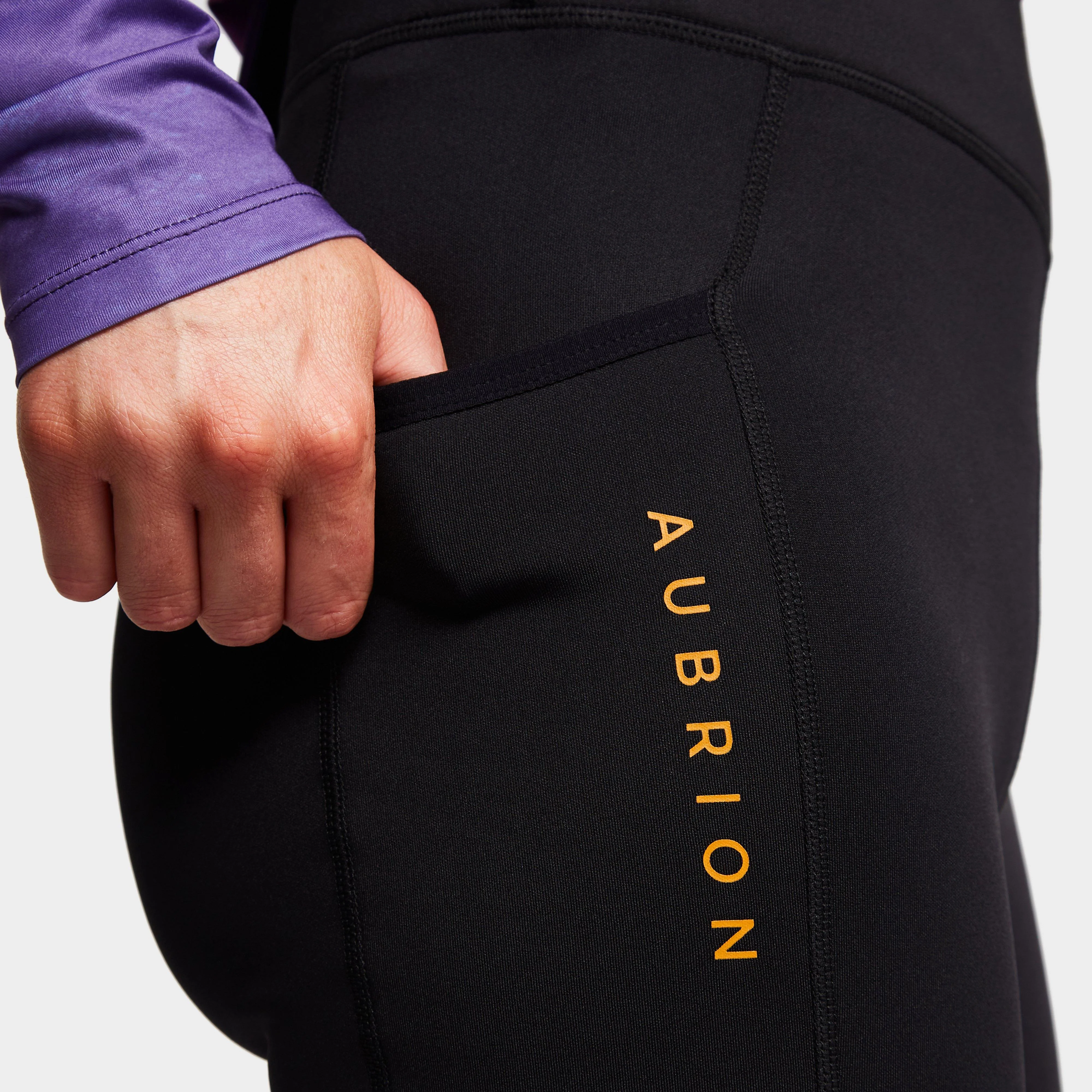 Womens Porter Winter Fleece Lined Knee Patch Riding Tights Black - Image 4