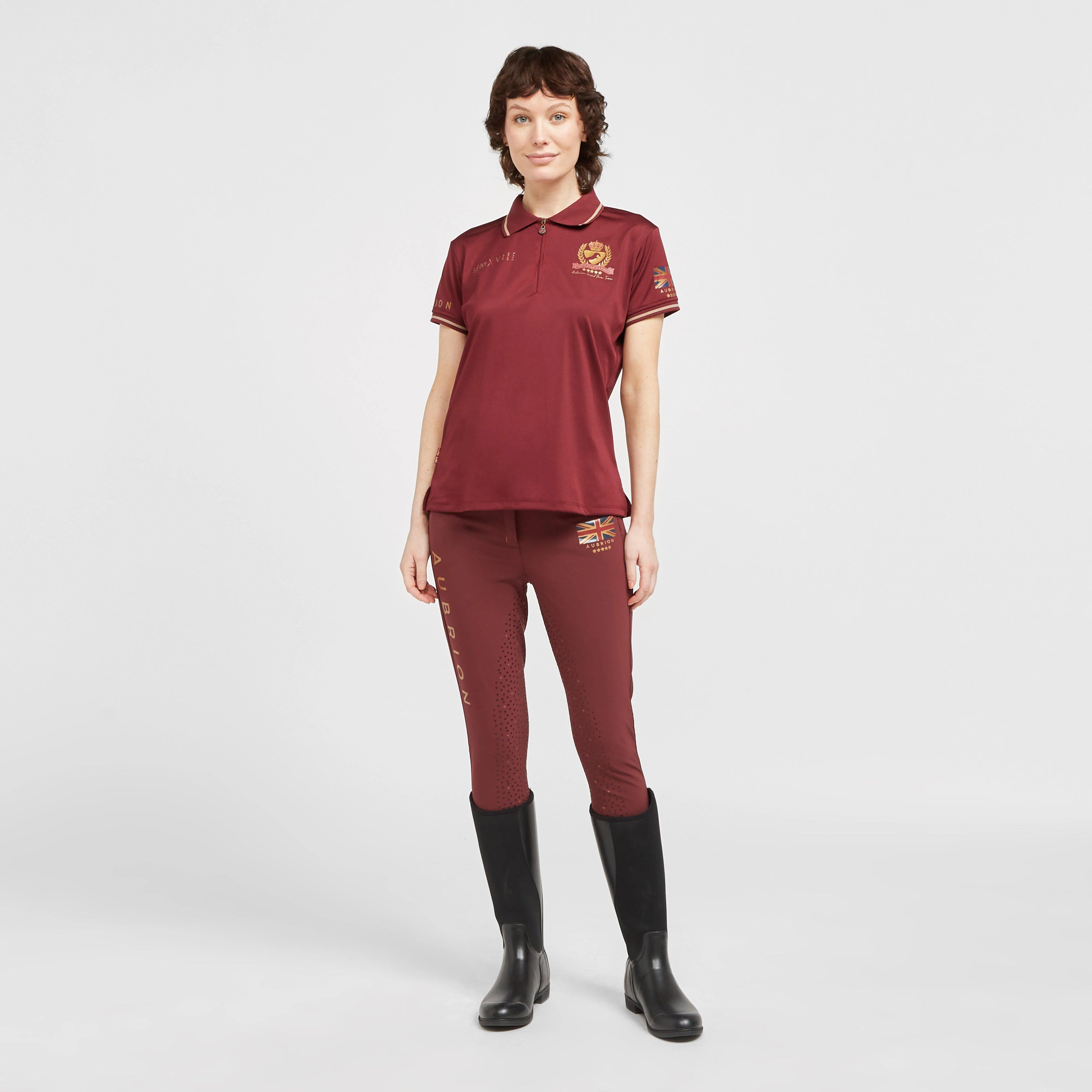 Womens Team Tech Polo Shirt Burgundy - Image 2