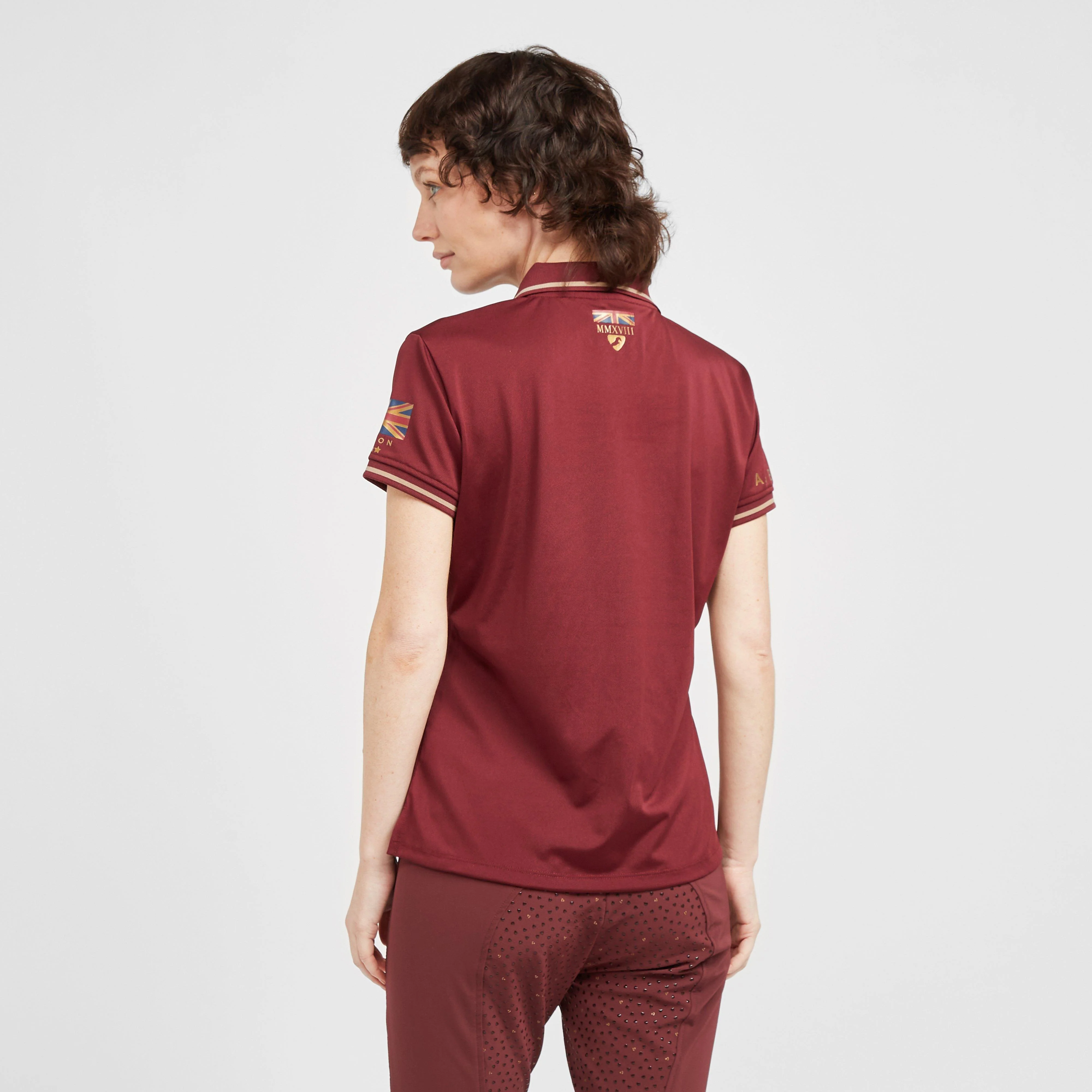 Womens Team Tech Polo Shirt Burgundy - Image 3