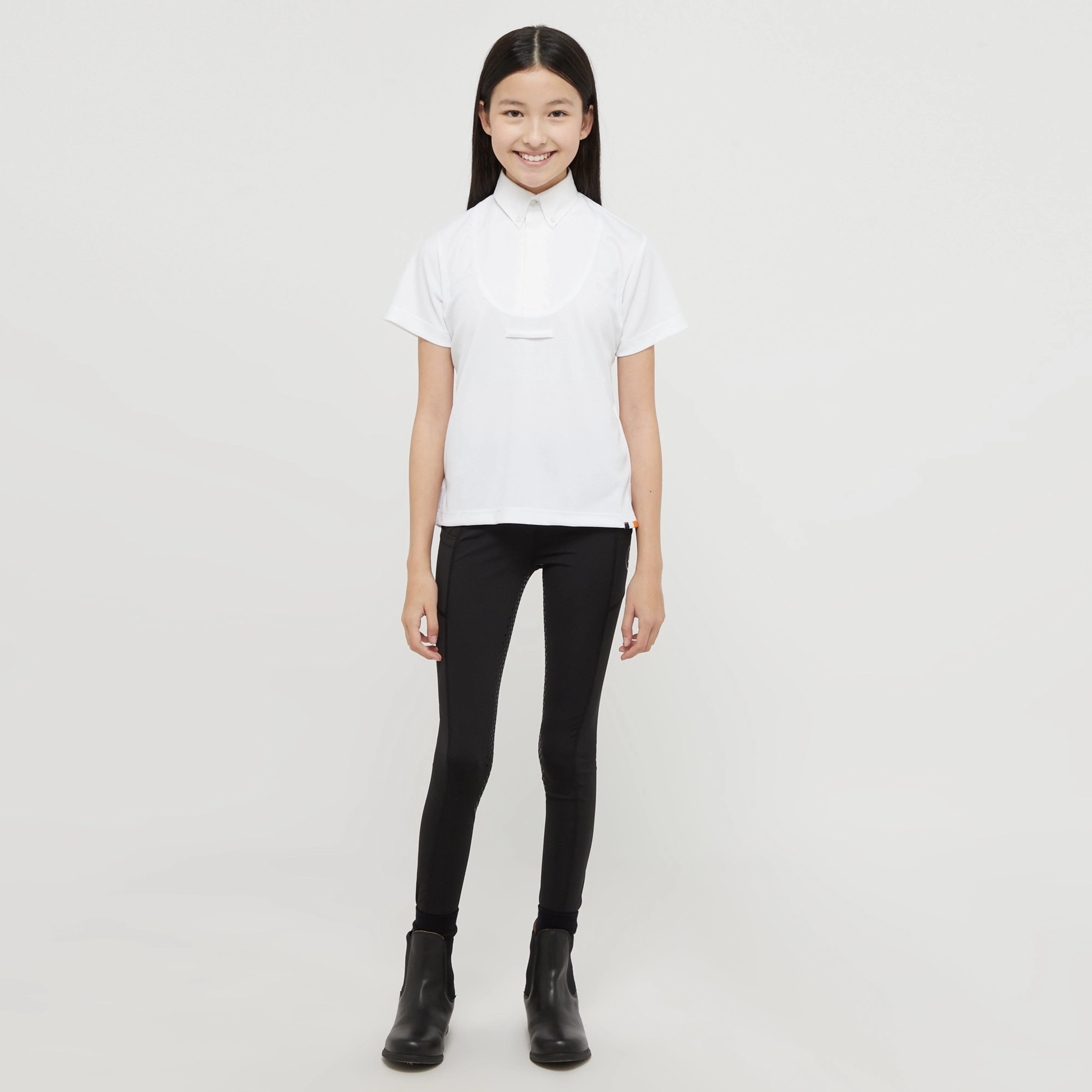 Young Rider Short Sleeve Tie Shirt White - Image 3