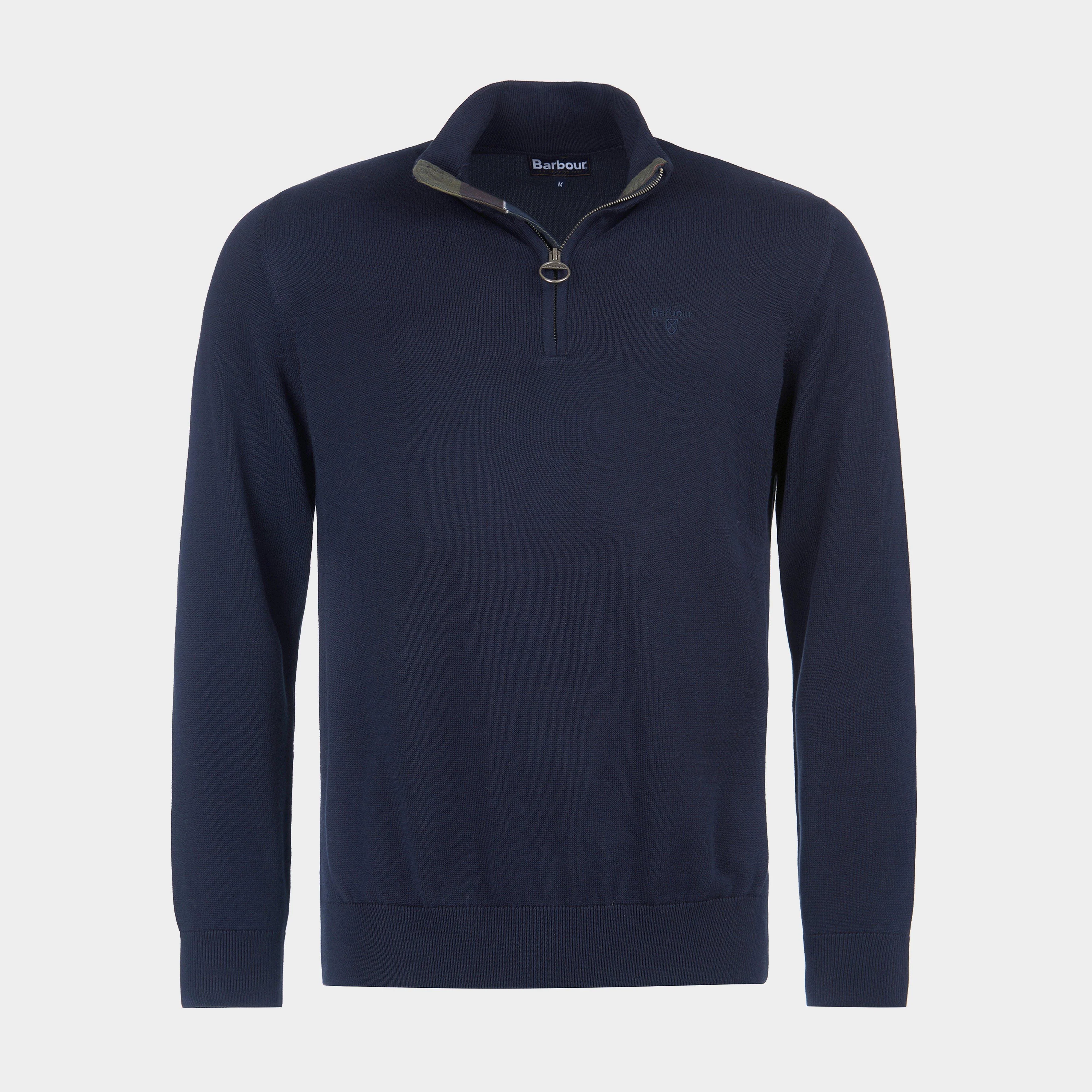 Mens Pima Cotton Half Zip Knitted Jumper Navy - Image 6
