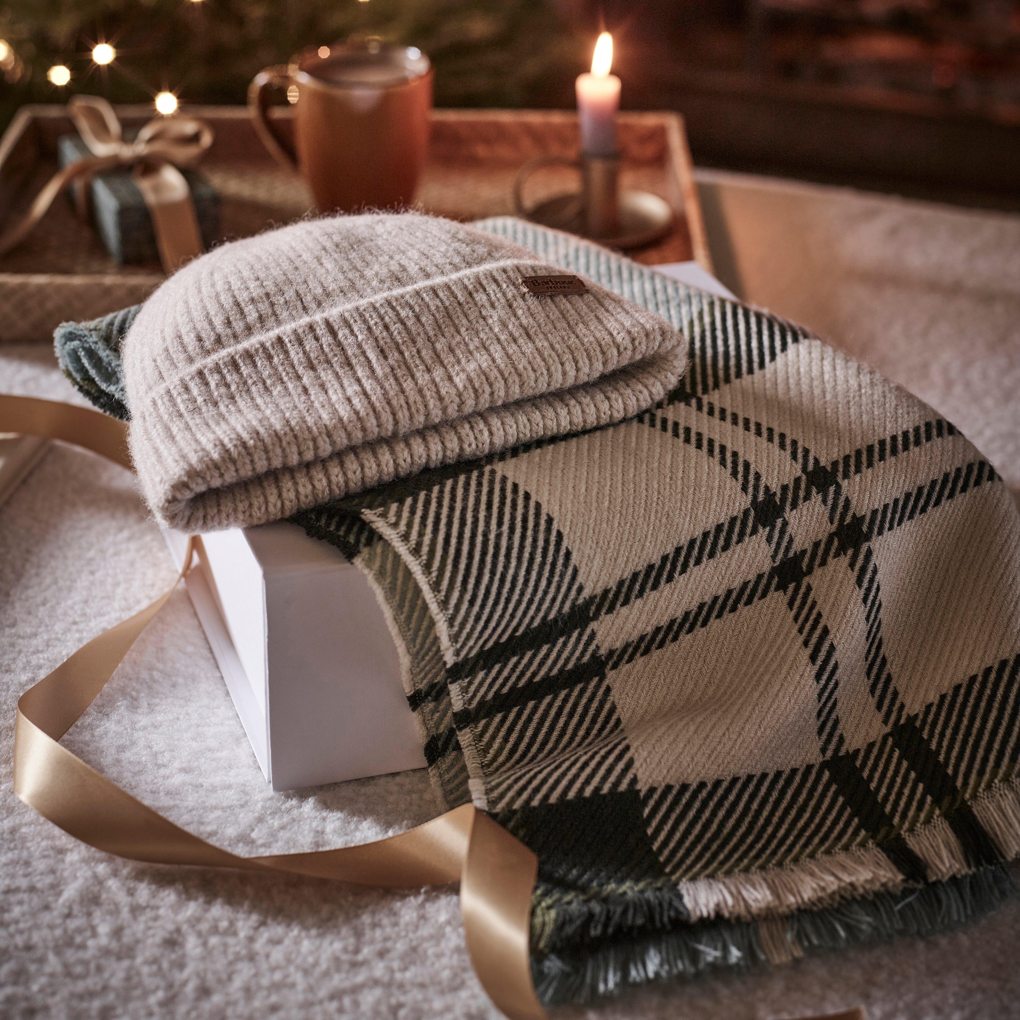 Saltburn Beanie & Tartan Scarf Gift Set Soft Mint - Image 2