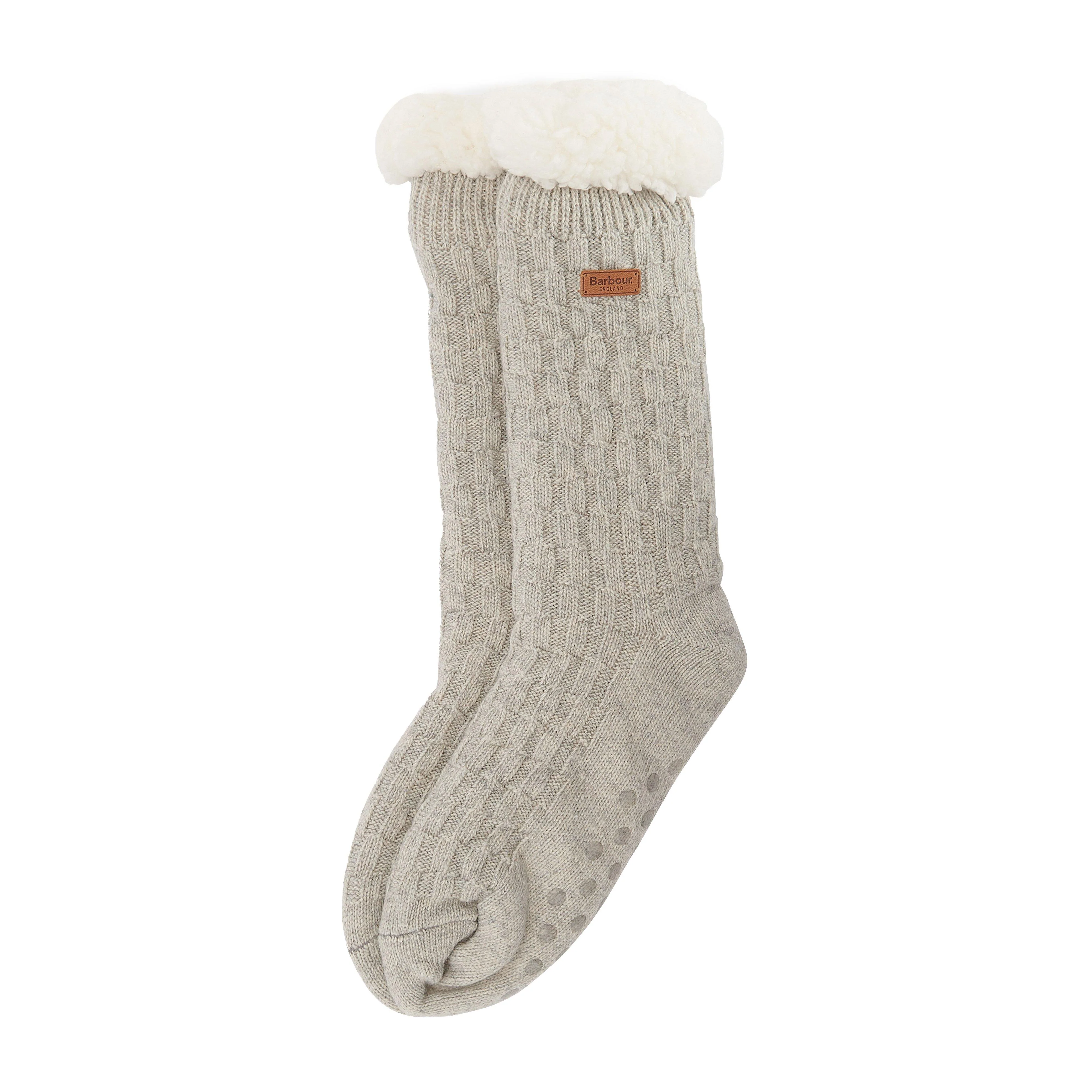 Womens Cable Knit Lounge Socks Light Grey - Image 3