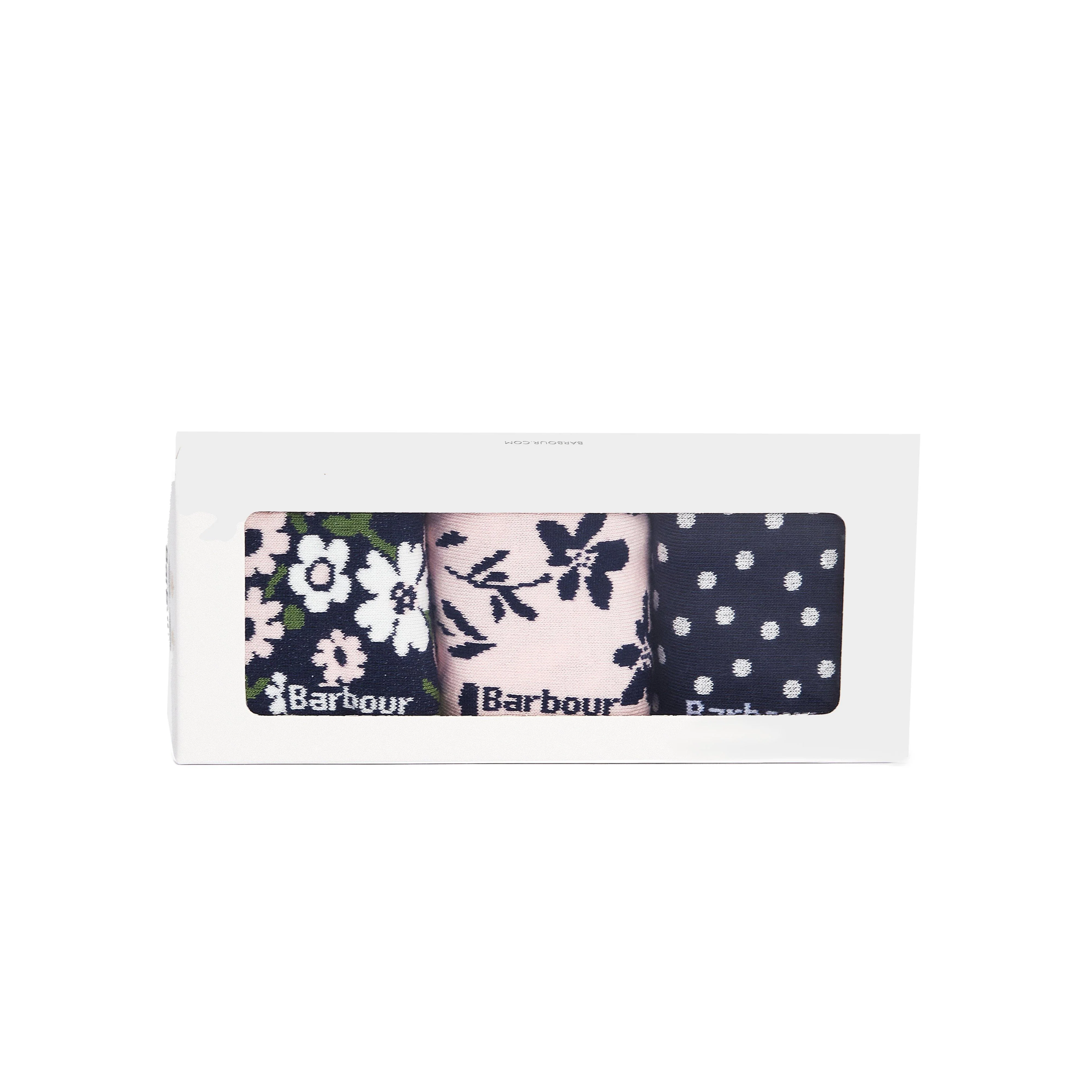 Womens Floral Sock Gift Set Navy/Pink - Image 5