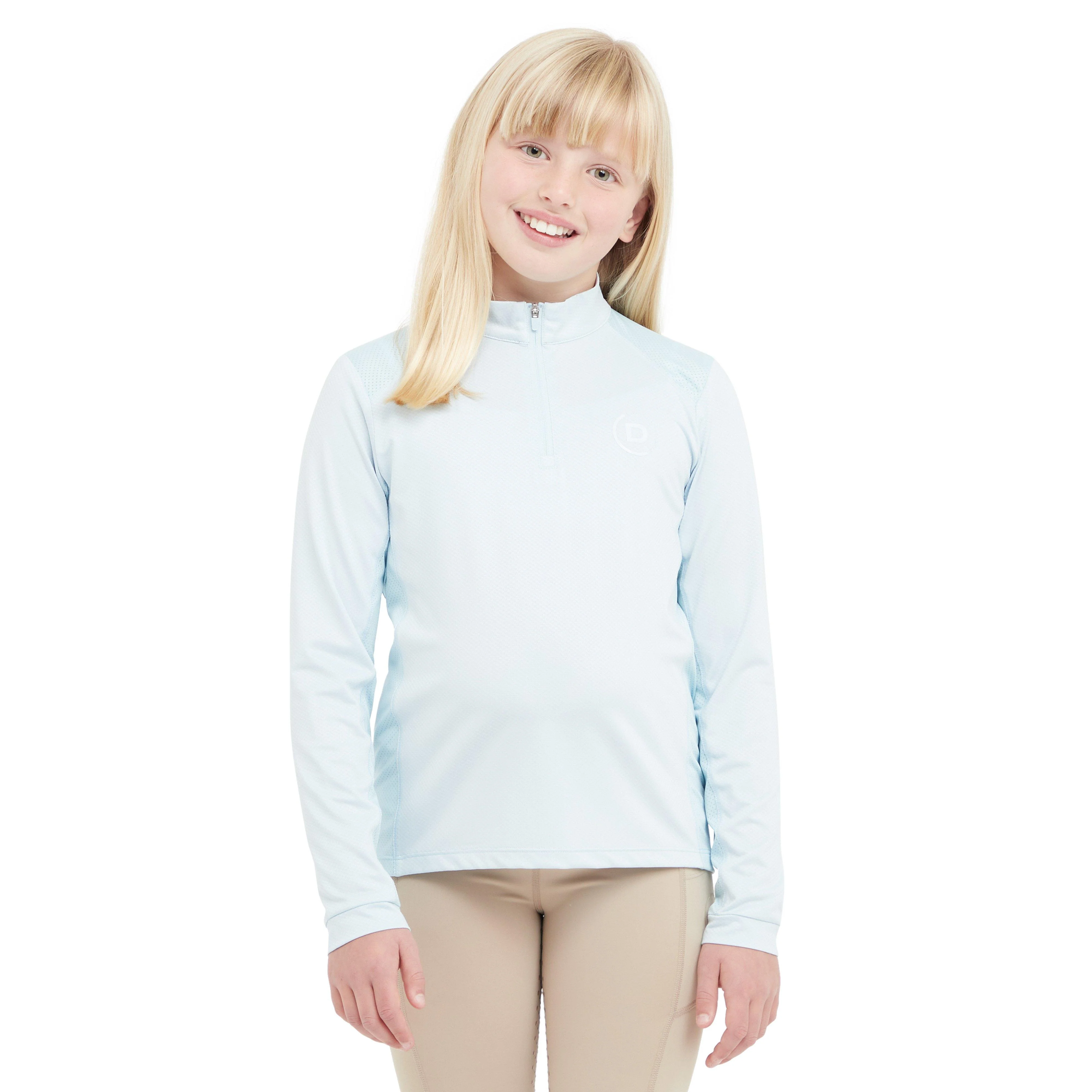 Kids Breathable Long Sleeved Riding Top Sky Blue - Image 6