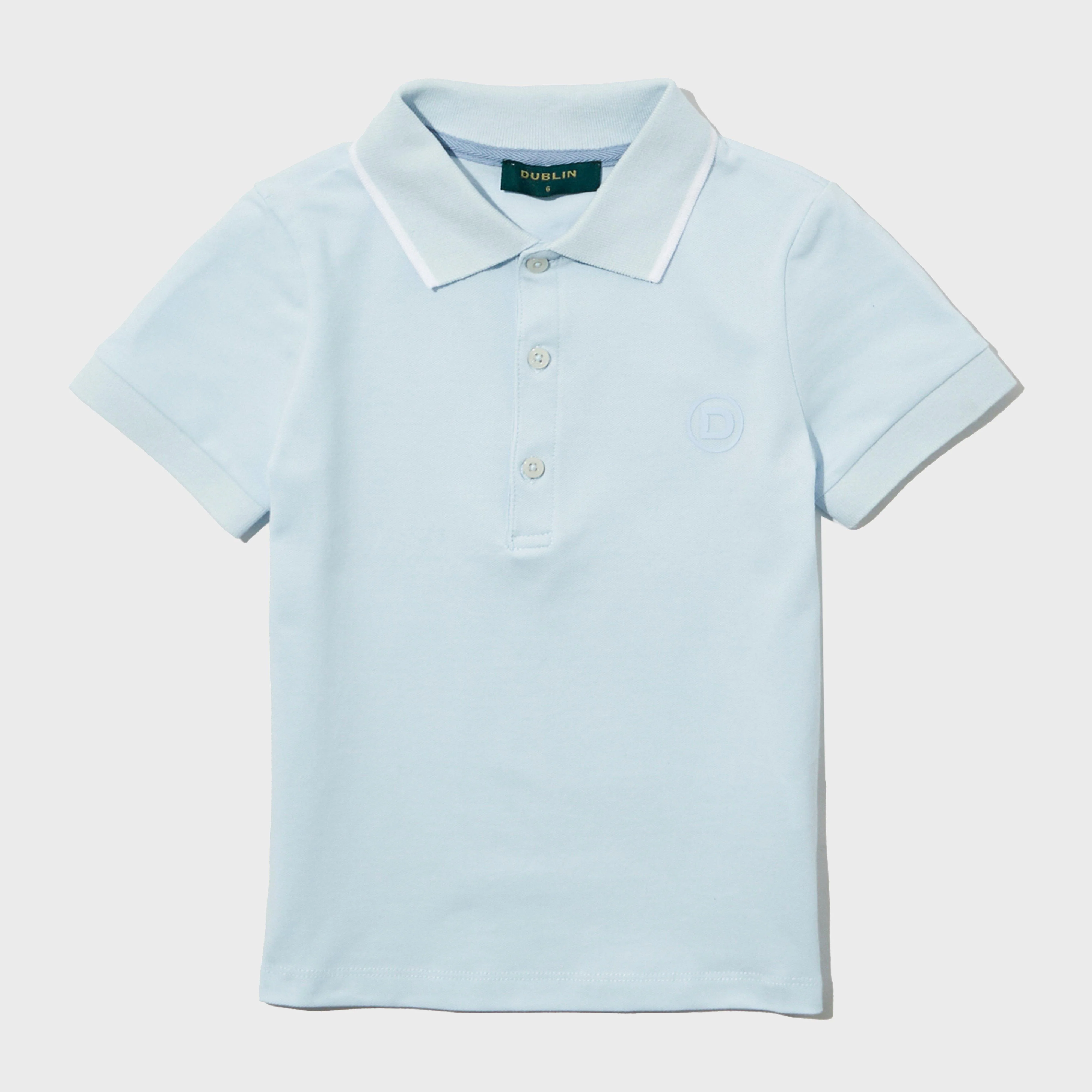 Kids Cotton Pique Short Sleeved Polo Sky Blue - Image 5