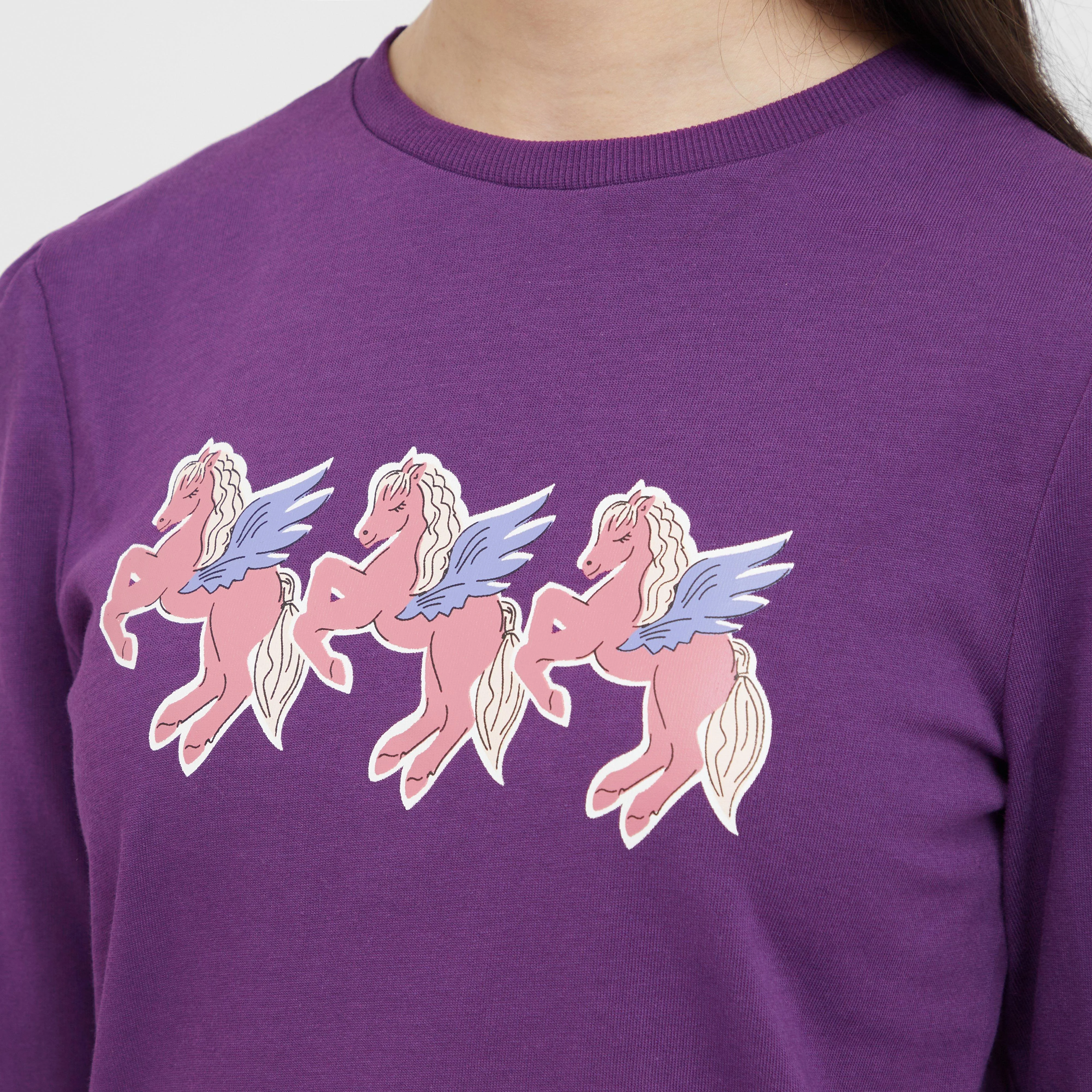 Kids Poppy Puff Sleeve Tee Imperial Purple/Winged Ponies - Image 4