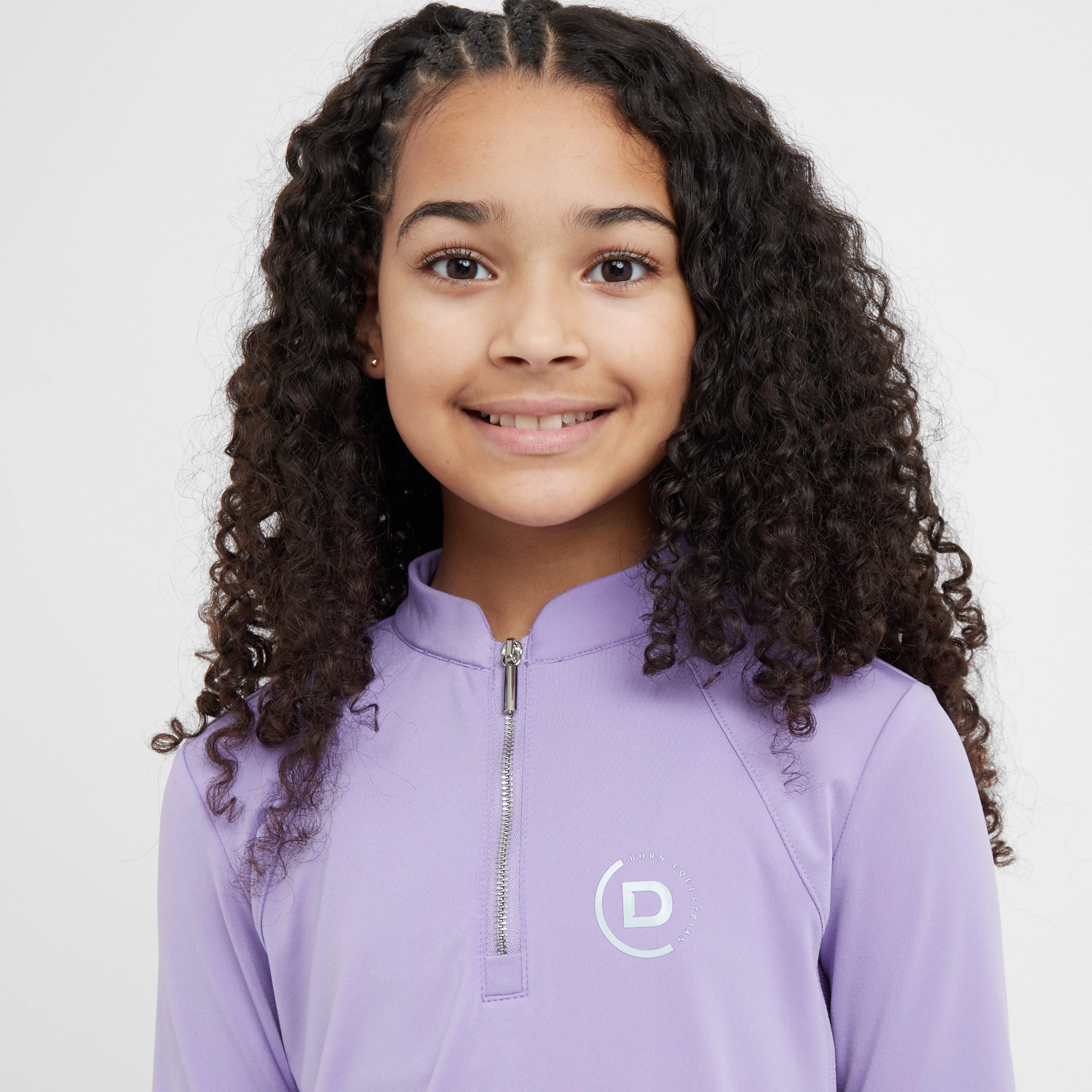 Kids Sadie Panel Detail Long Sleeve Riding Top Paisley Purple/Imperial Purple - Image 4