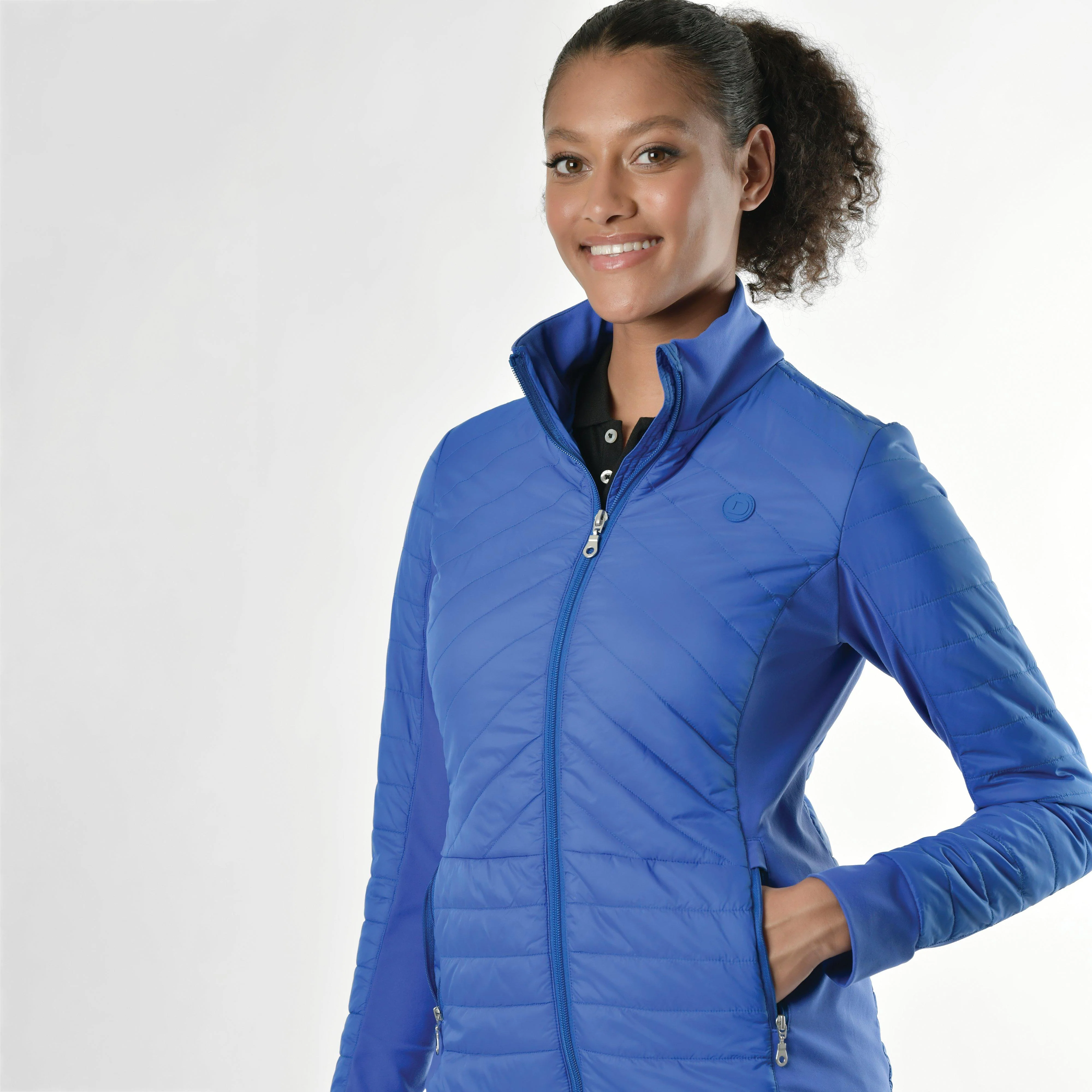 Womens Lia Hybrid Quilted Jacket Cobalt - Image 3