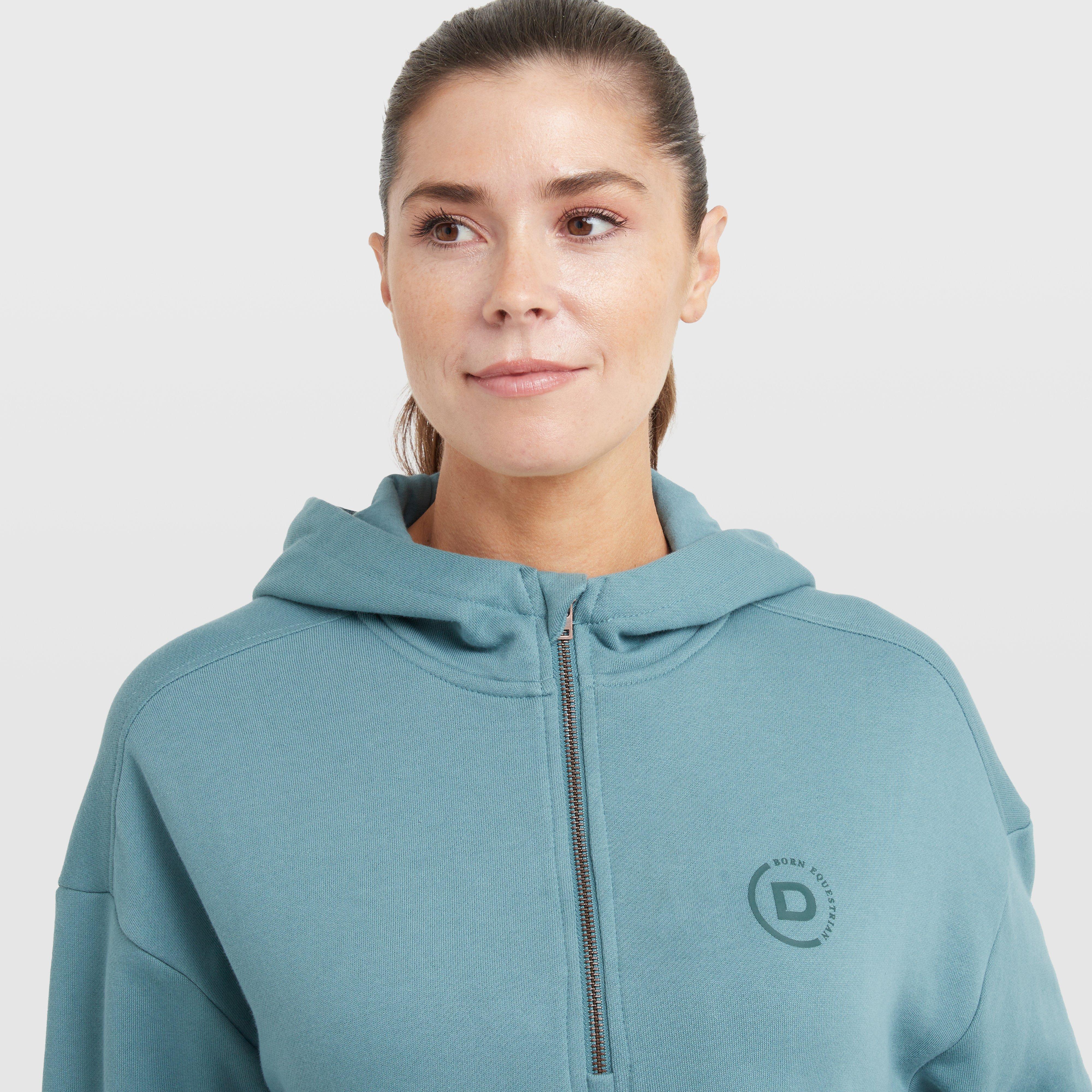 Womens the 1/4 Zip Hooded Fleece Pullover Washed Teal - Image 4