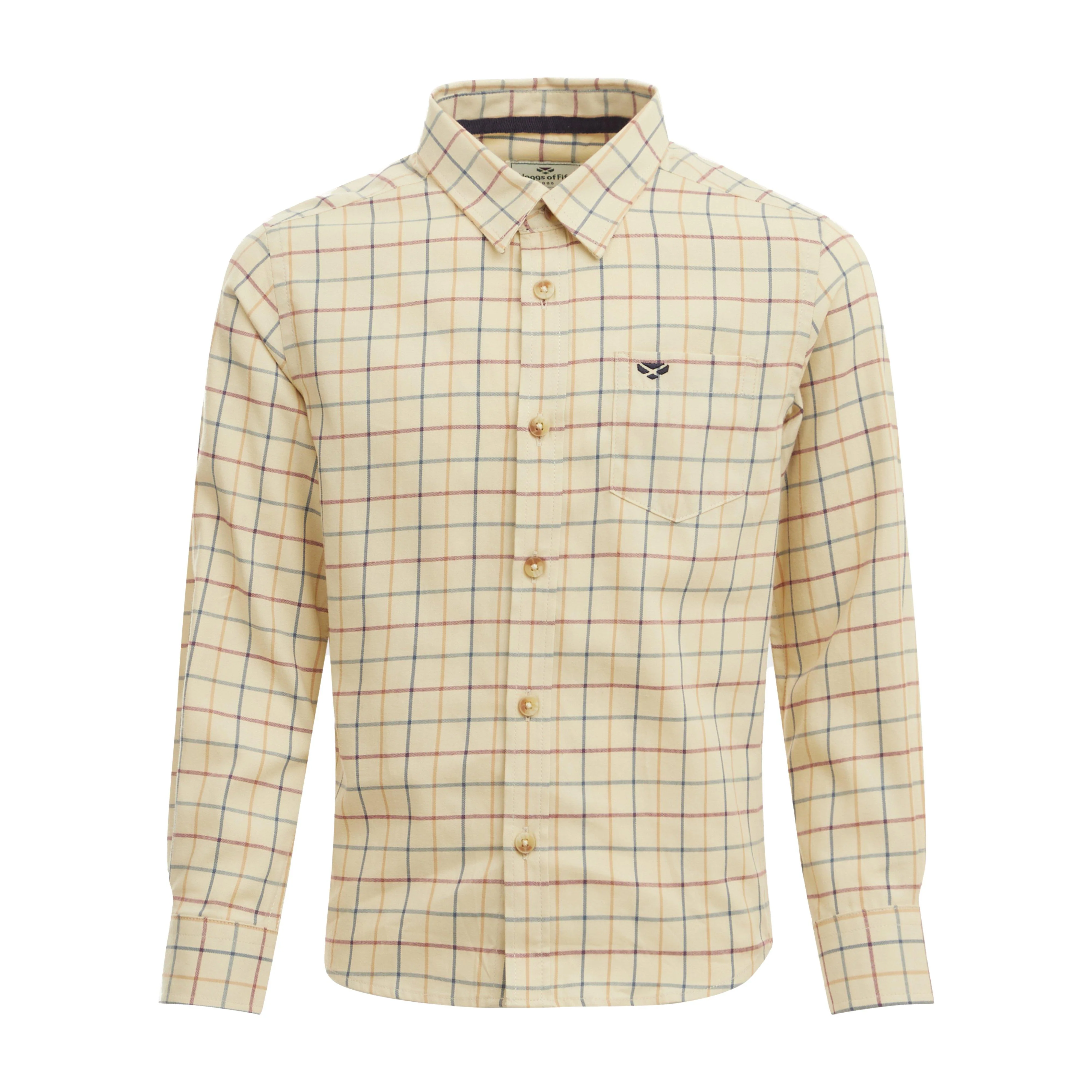 Kids Ambassador Premier Tattersall Shirt Ivory/Navy - Image 7