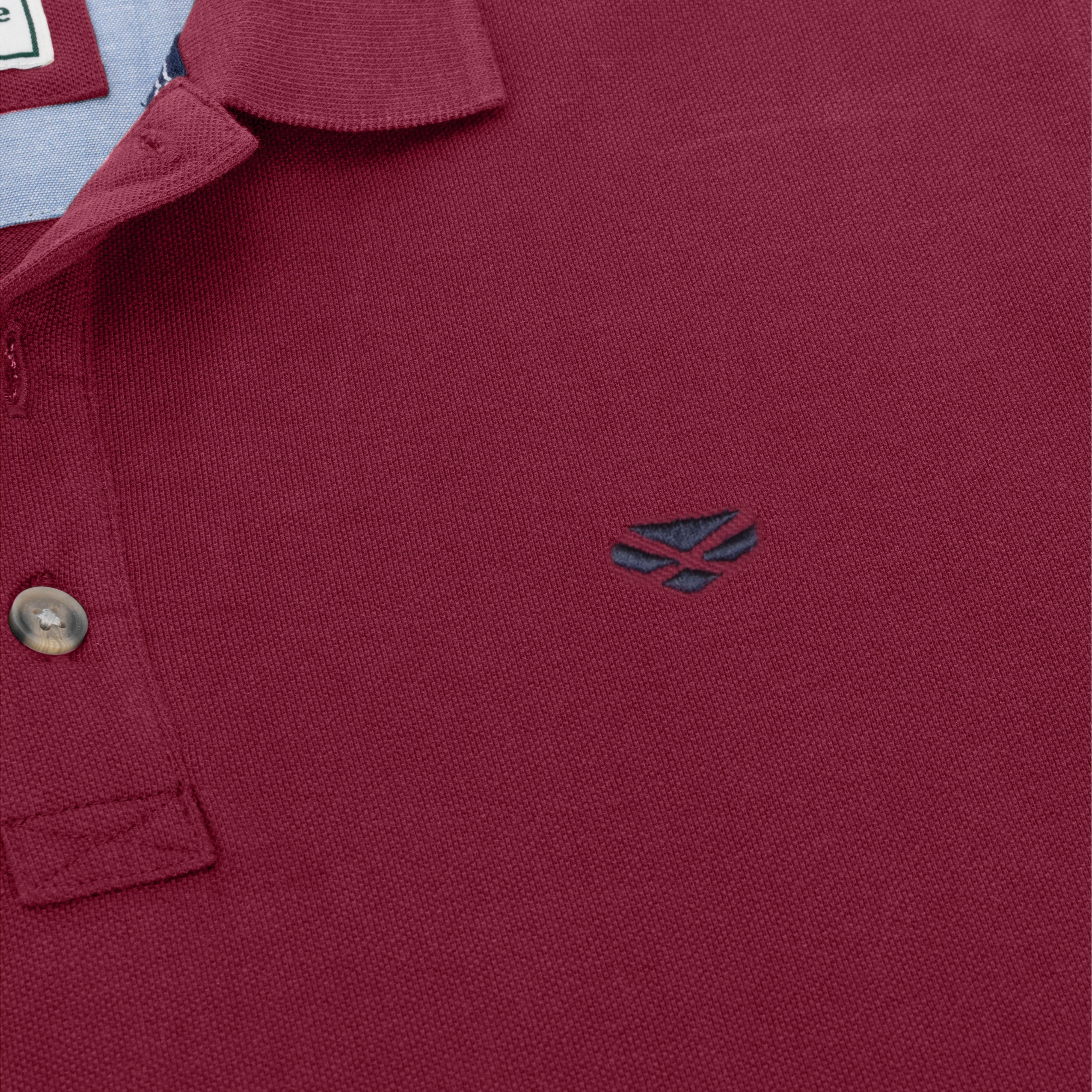 Men’s Newton Pique Polo Shirt Burgundy - Image 4