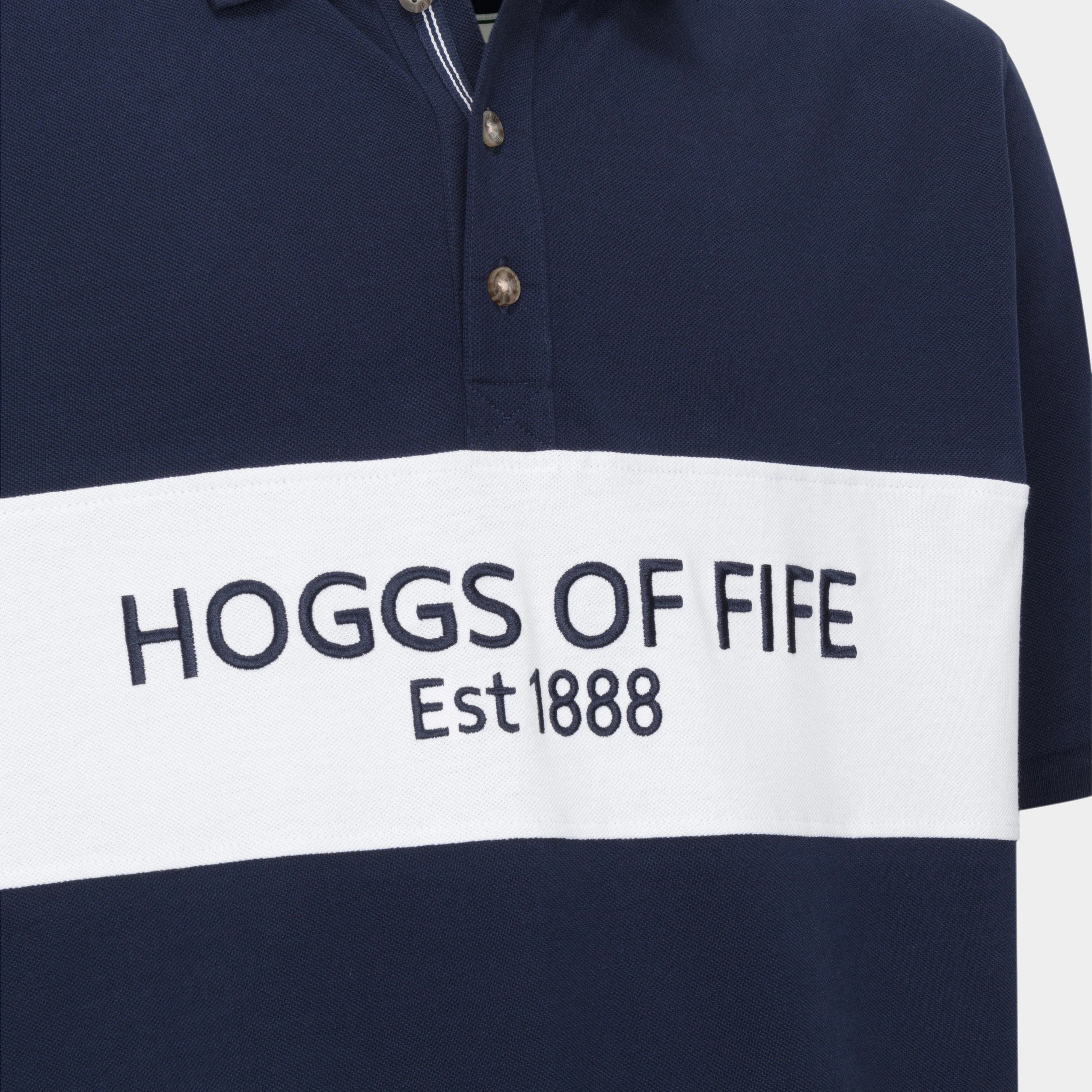 Men’s Stewart Block Pique Polo Shirt Navy - Image 3