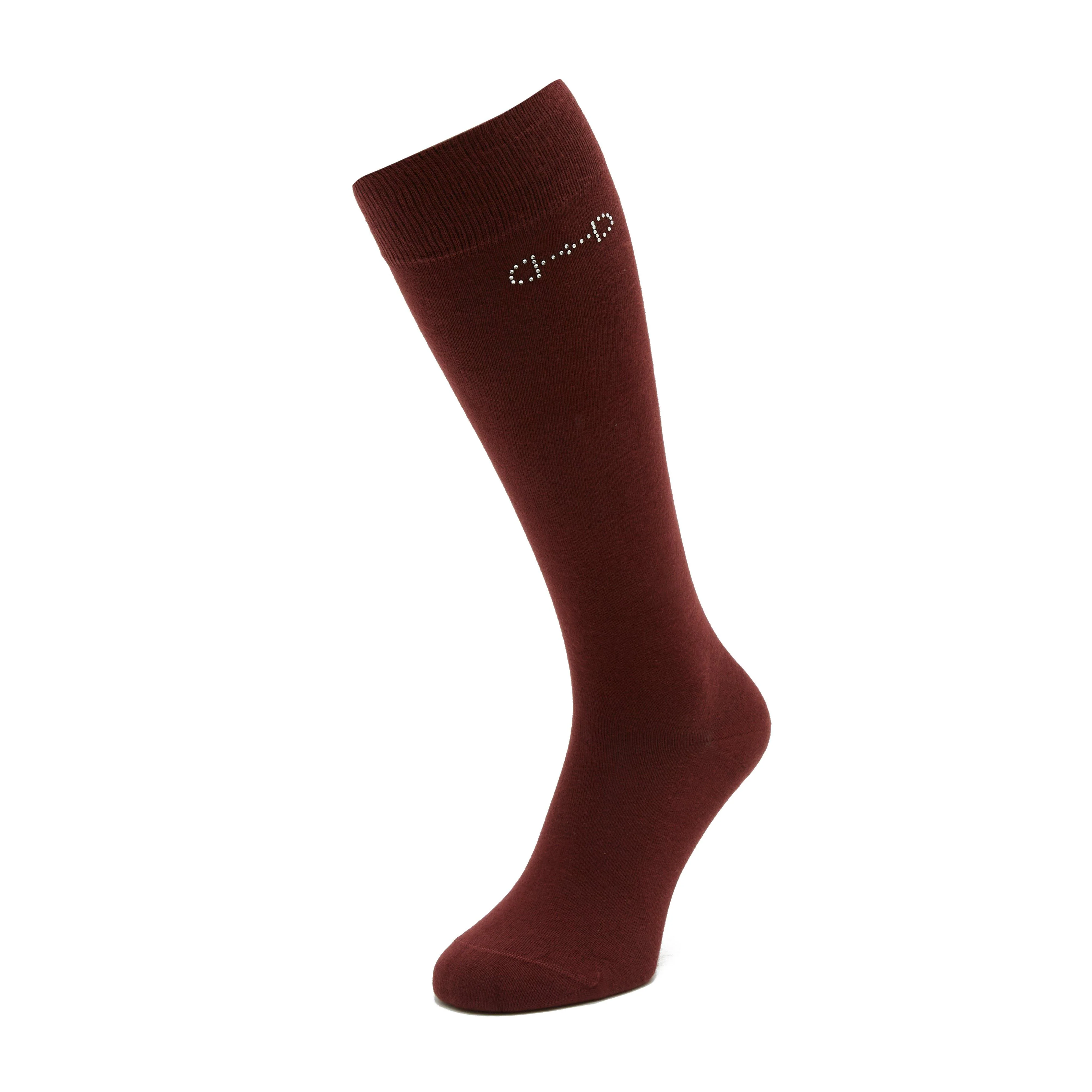 Womens Crystal Detail Knee Socks Burgundy Red Mahogany - Image 6