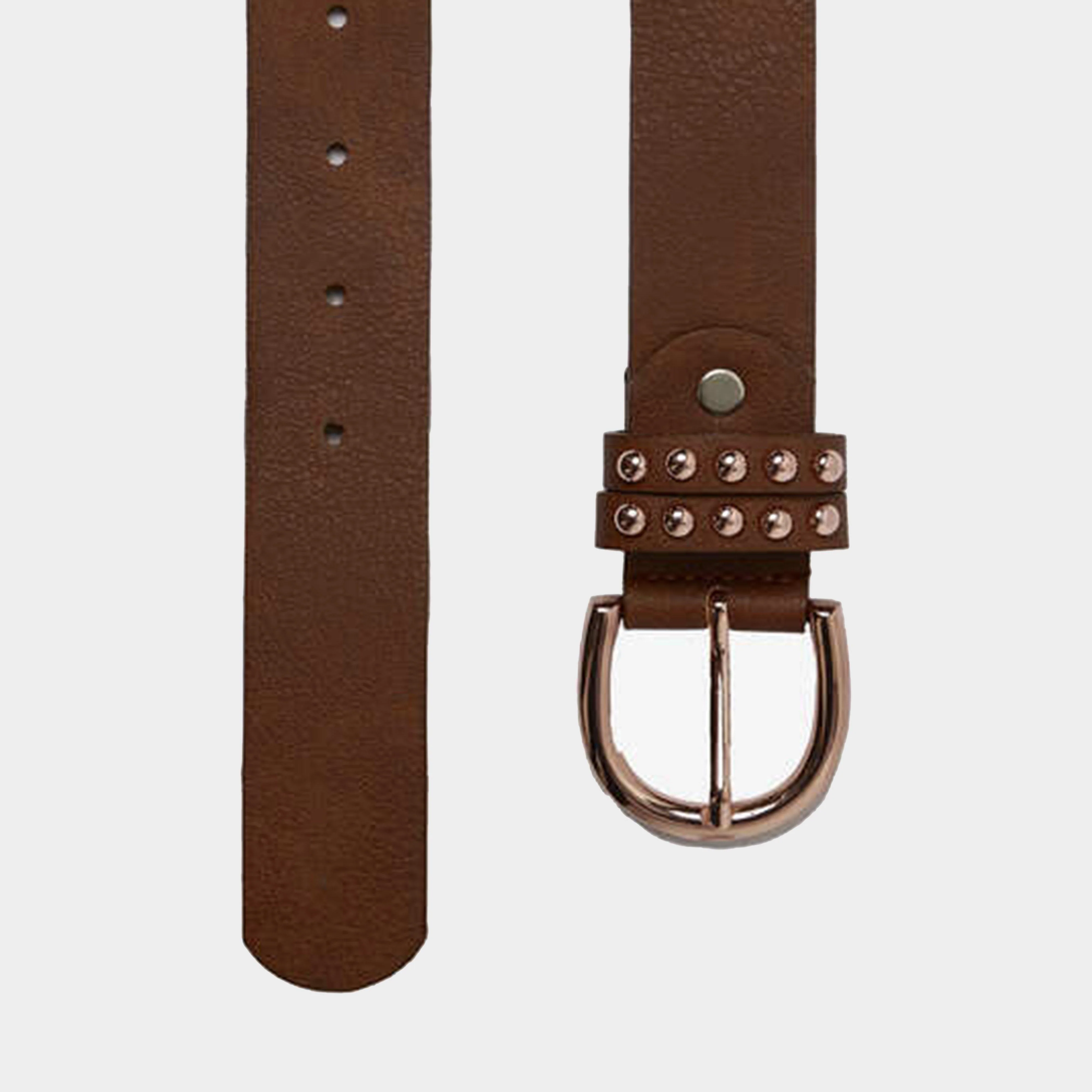 Womens Leather Belt With Rose Gold Detailing Bison Dark Brown - Image 2