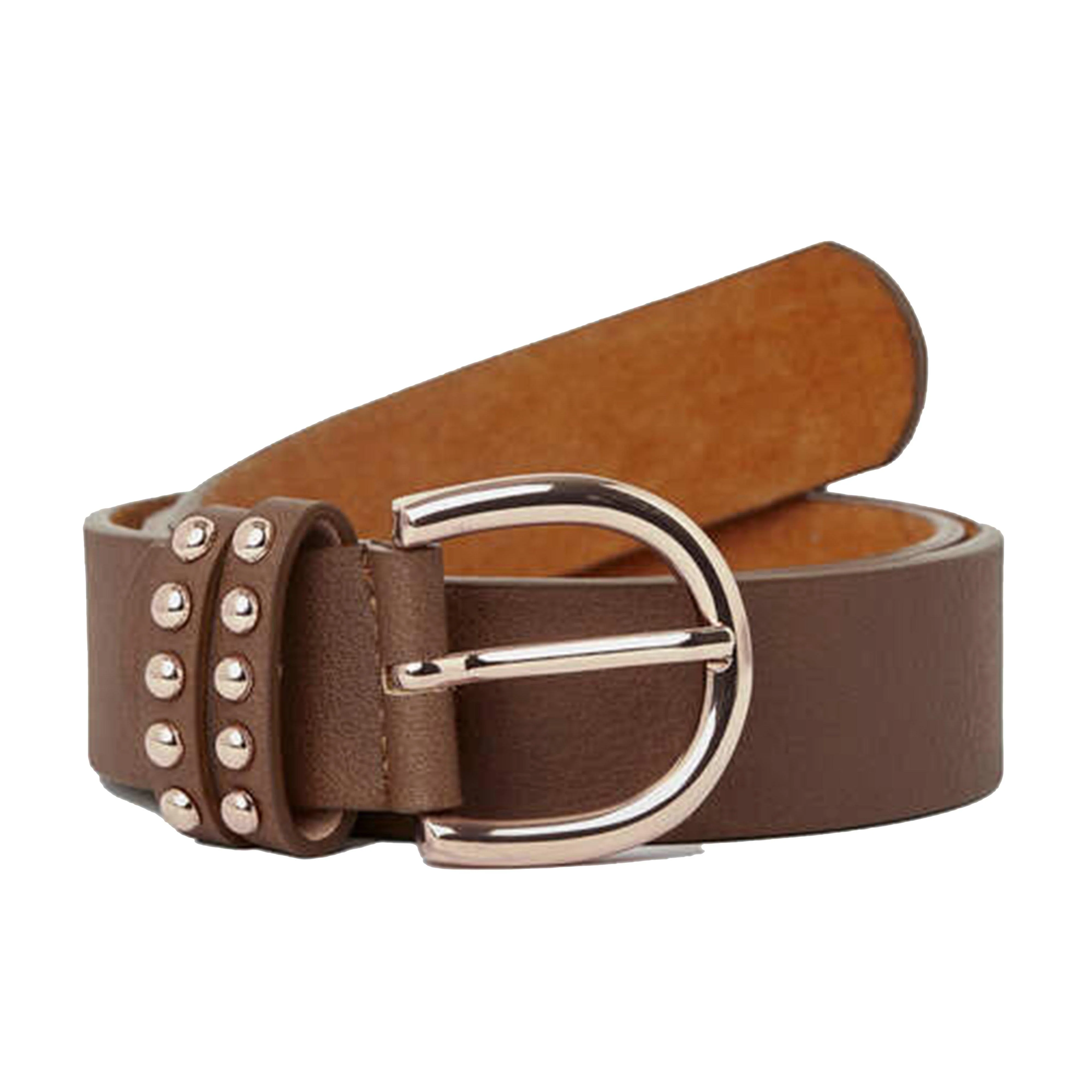 Womens Leather Belt With Rose Gold Detailing Bison Dark Brown - Image 3