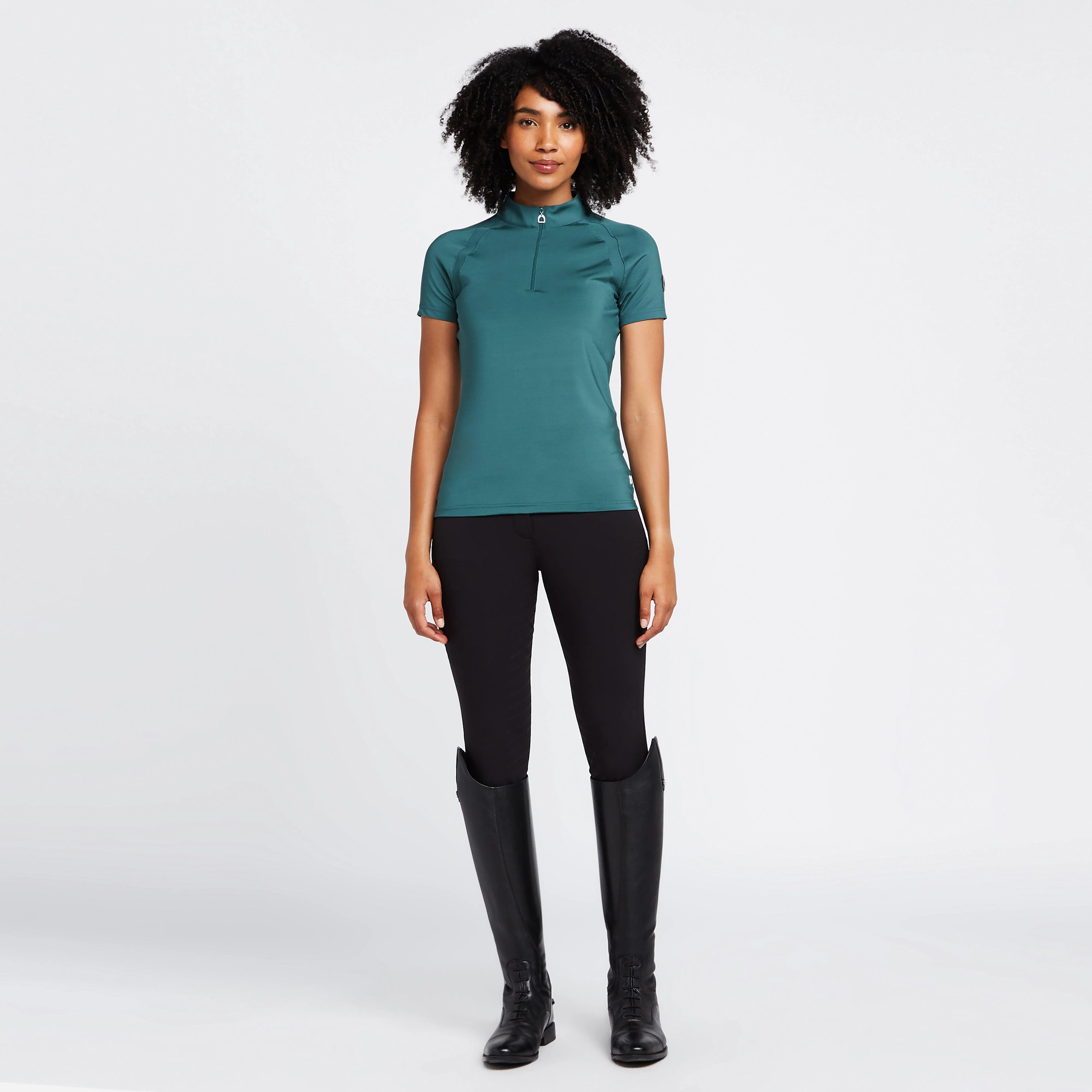 Womens Mia Short Sleeved Training Shirt Storm Green - Image 3