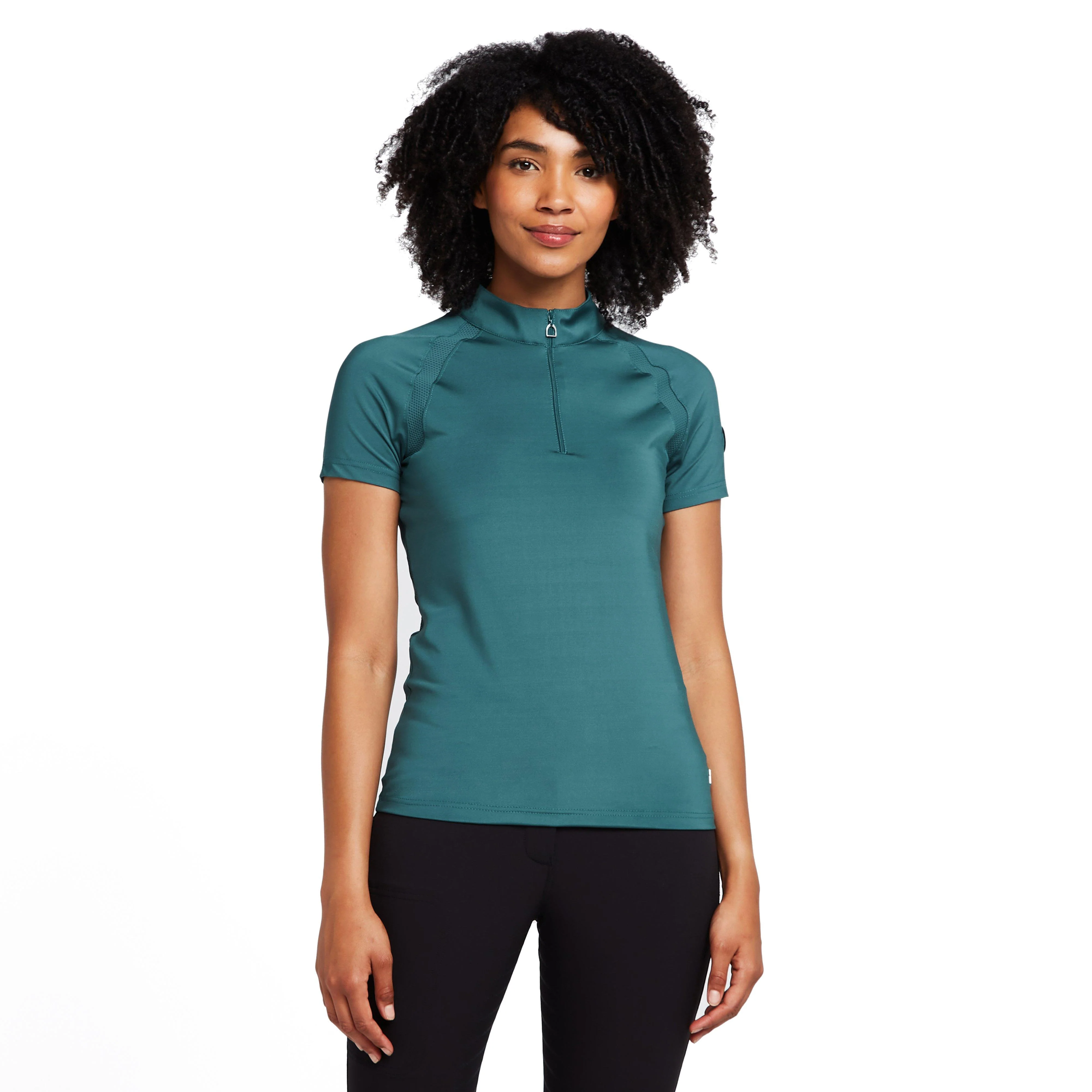 Womens Mia Short Sleeved Training Shirt Storm Green - Image 8