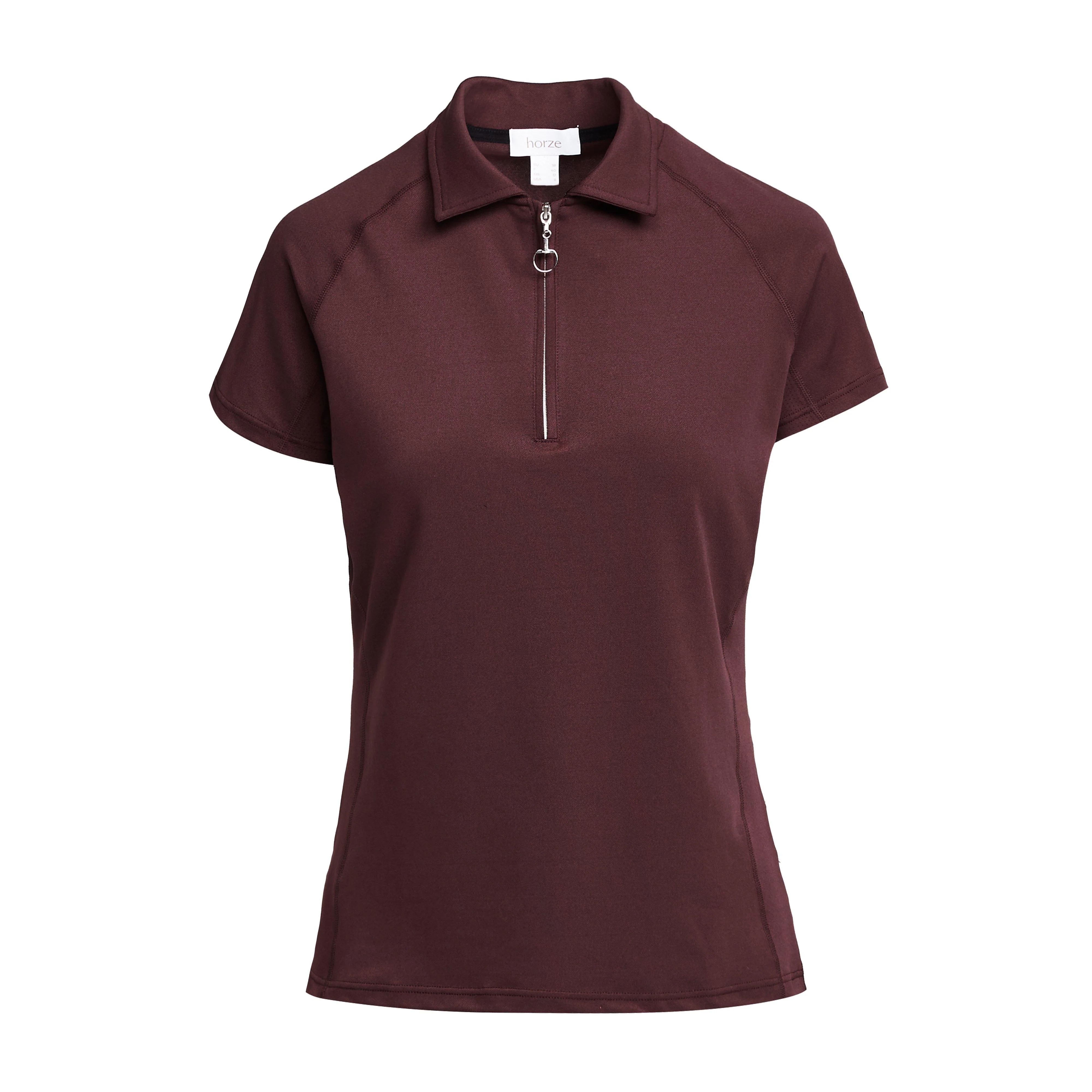 Womens Tiana Pique Short Sleeve Polo Shirt Burgundy Red Mahogany - Image 6