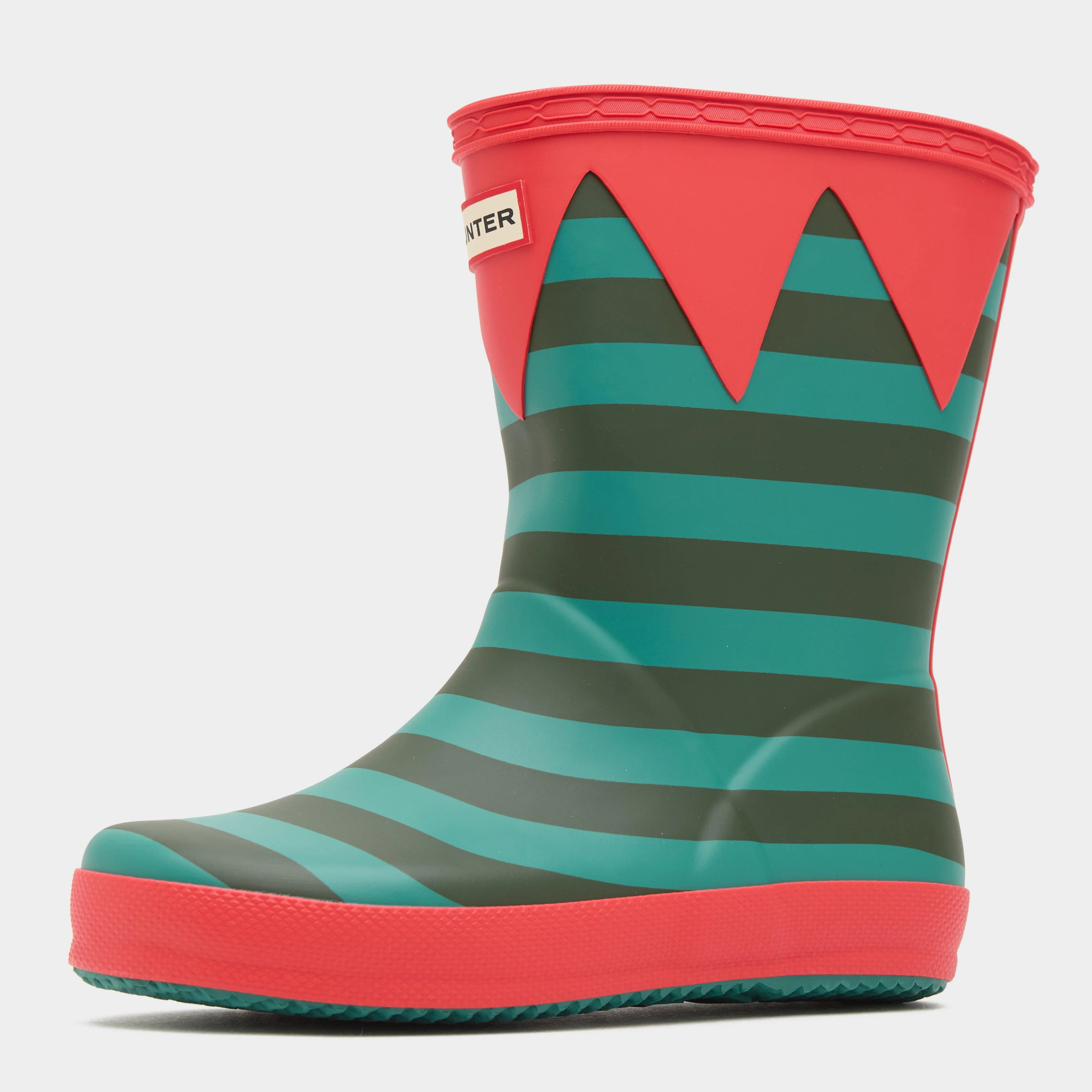 Kids First Classic Elf Stripe Wellington Boots Red/Green - Image 3