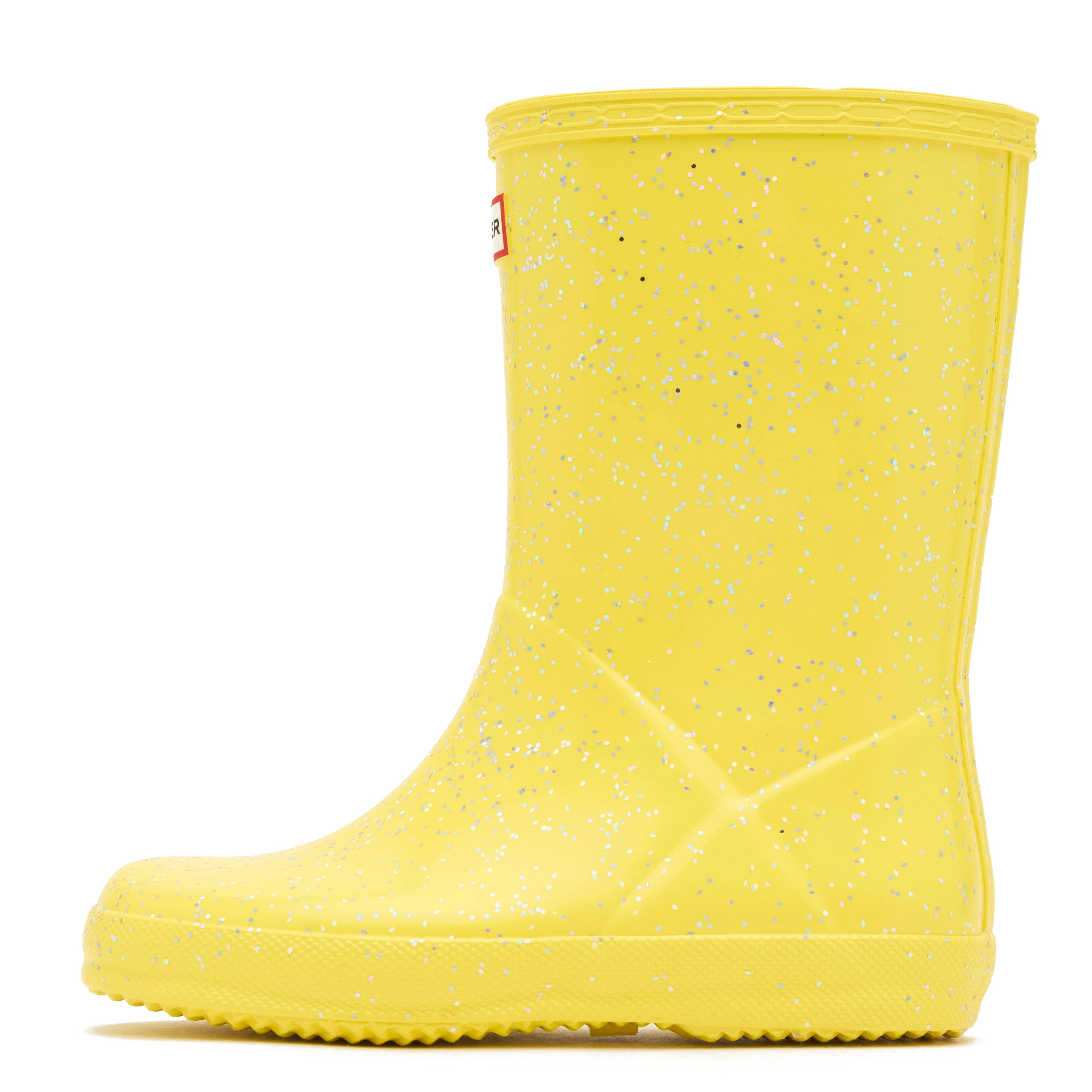 Kids Original First Giant Glitter Wellington Boots Yellow - Image 7