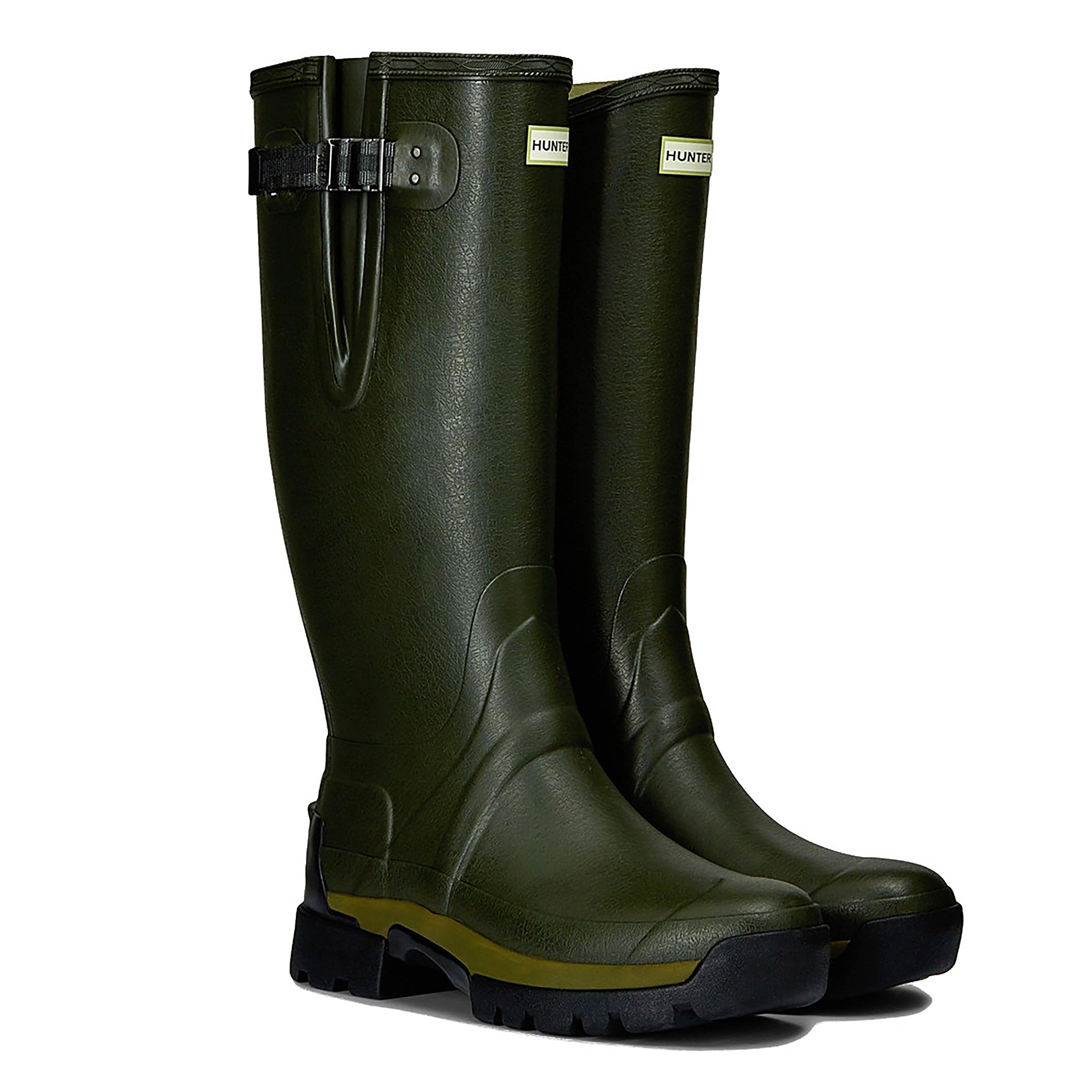 Mens Balmoral II Side Adjustable Neoprene Wellington Boots Dark Olive - Image 10