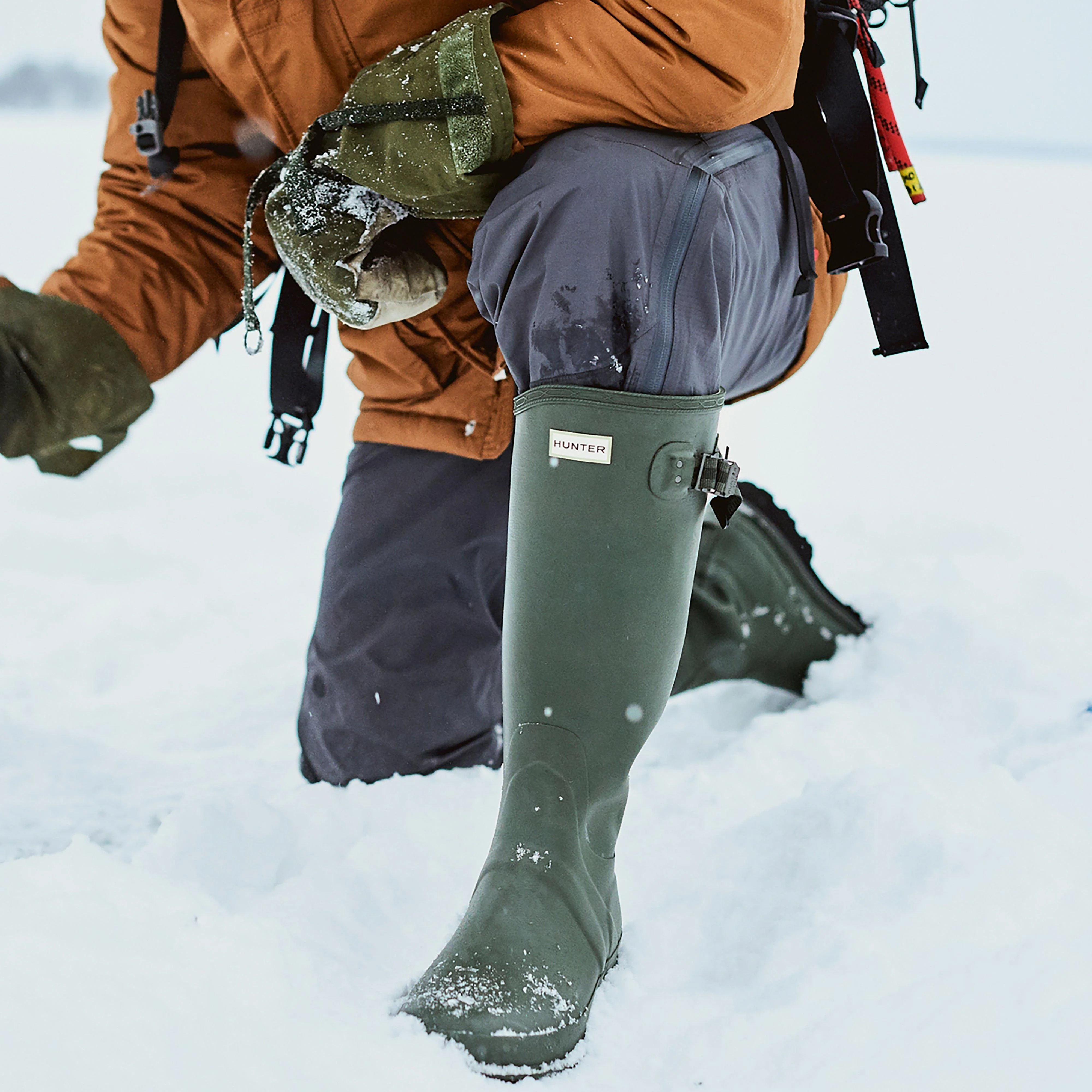 Mens Balmoral II Side Adjustable Neoprene Wellington Boots Dark Olive - Image 9
