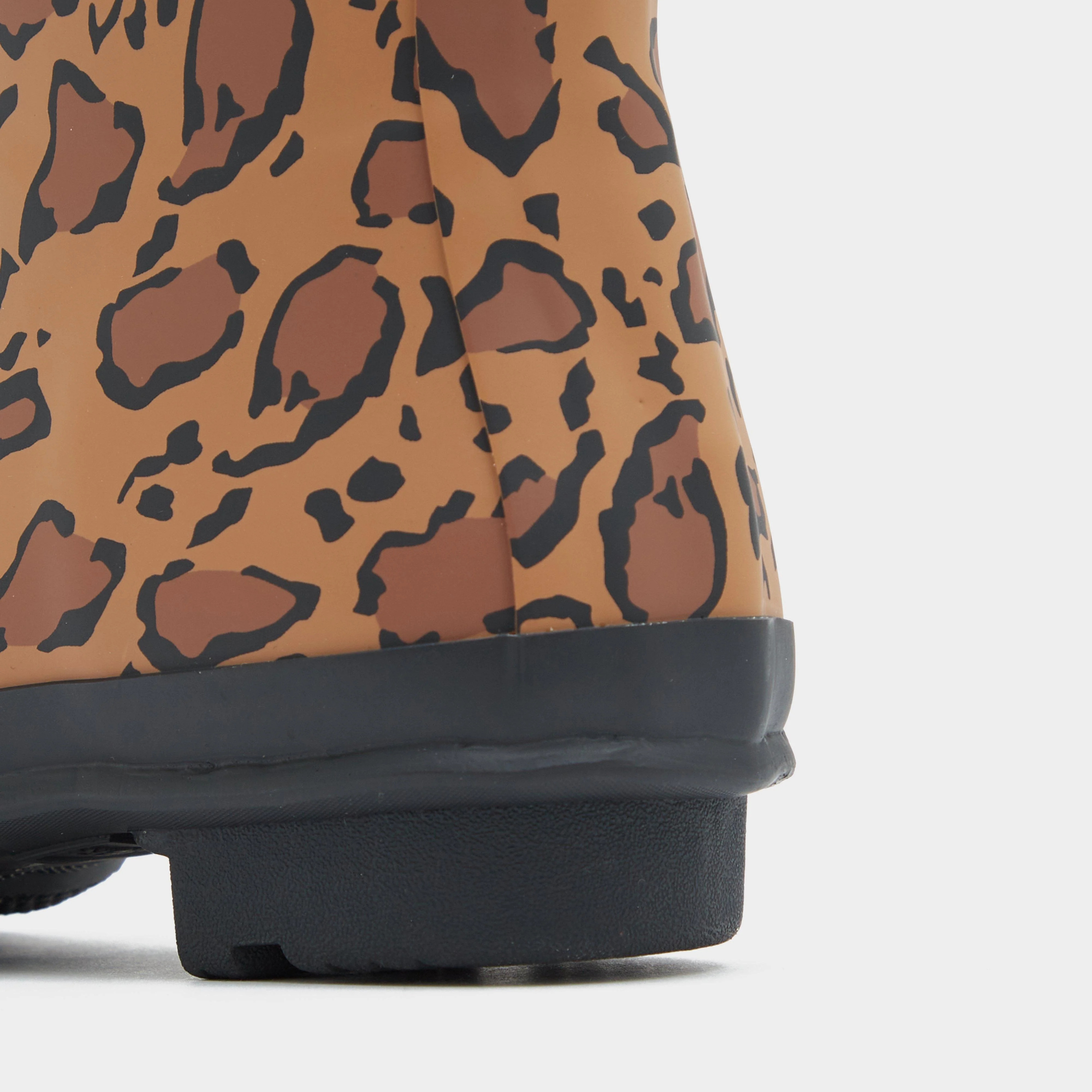 Womens Original Tall Leopard Print Wellington Boots Black/Brown - Image 6