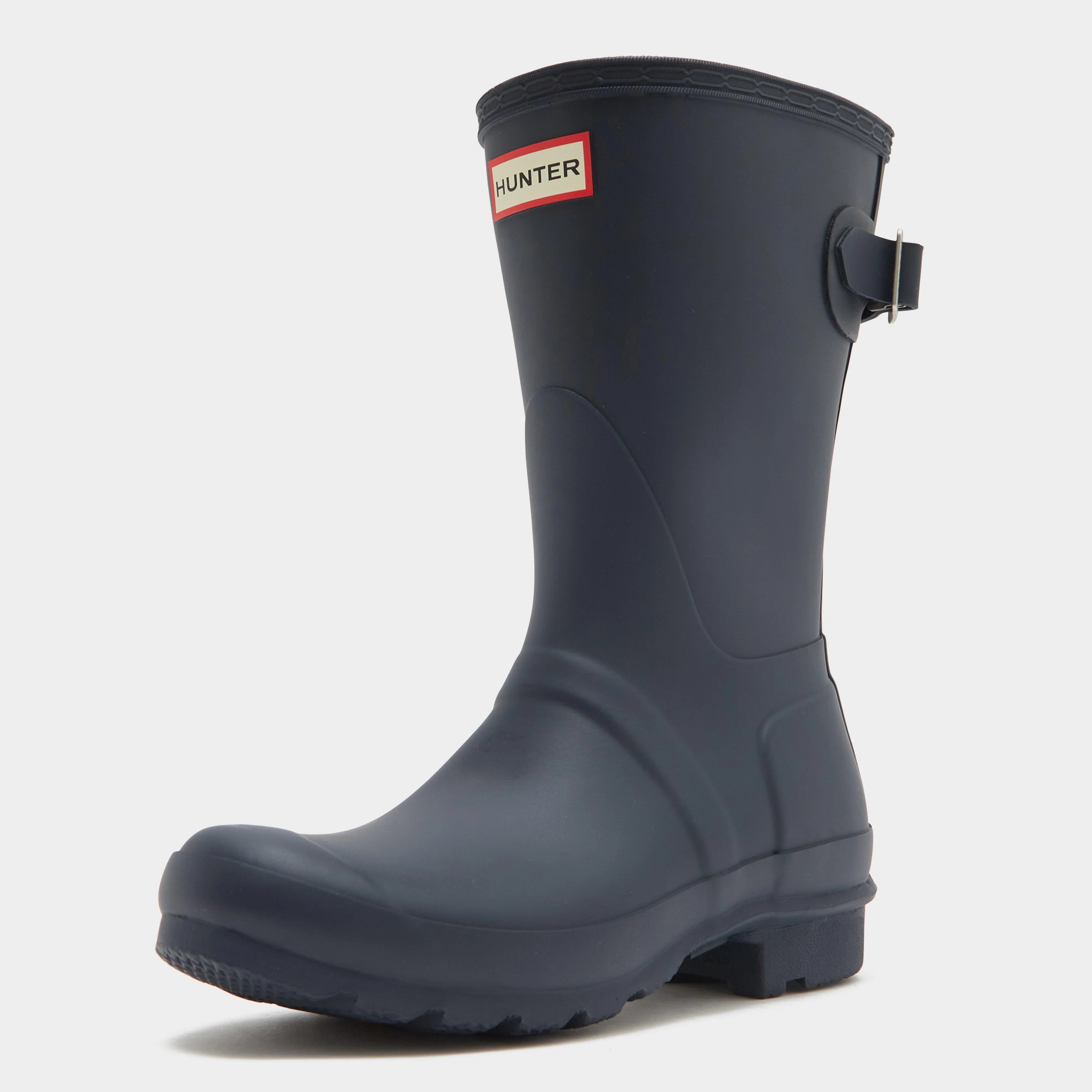 Womens Short Back Adjustable Wellington Boots Navy - Image 3