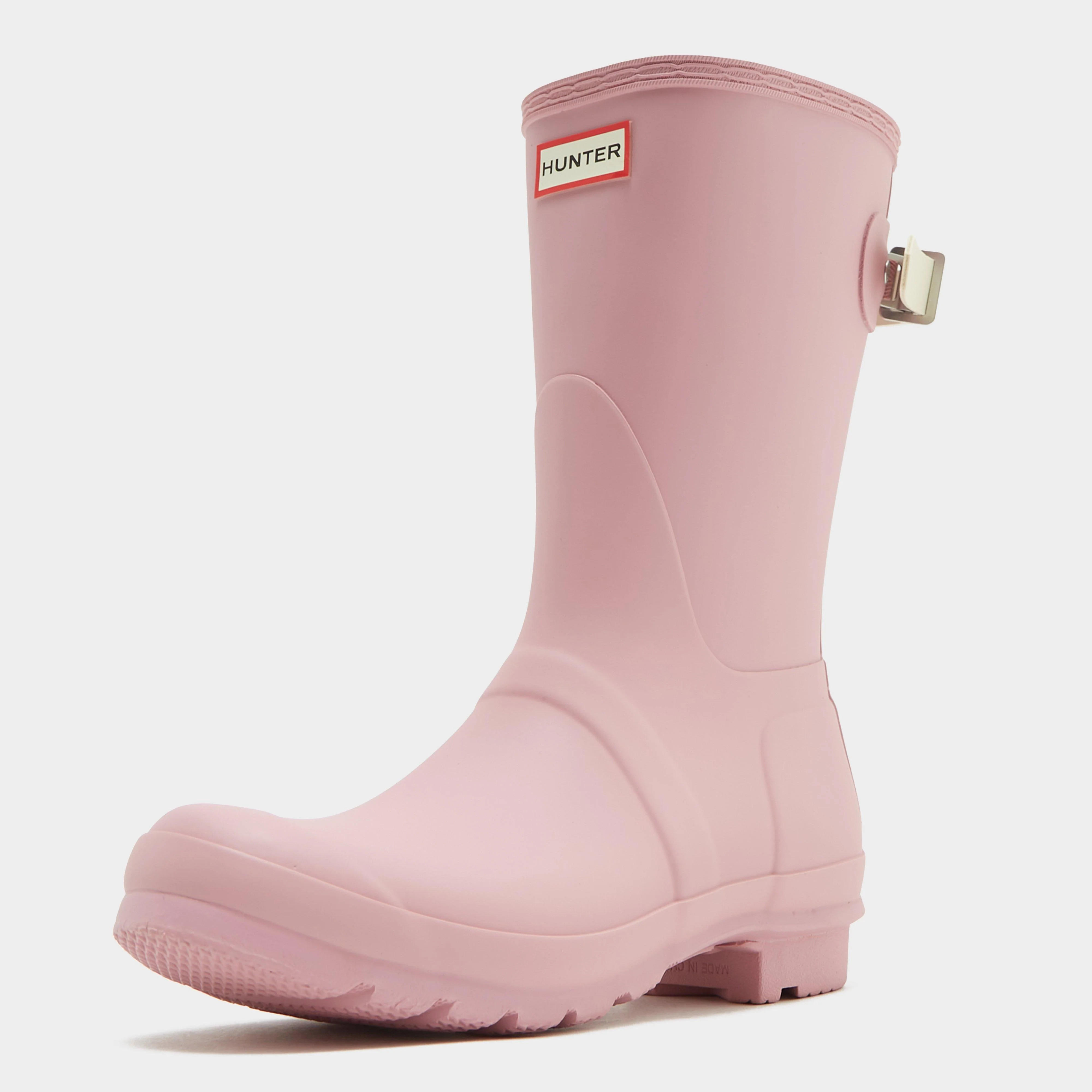 Womens Short Back Adjustable Wellington Boots Pink - Image 3
