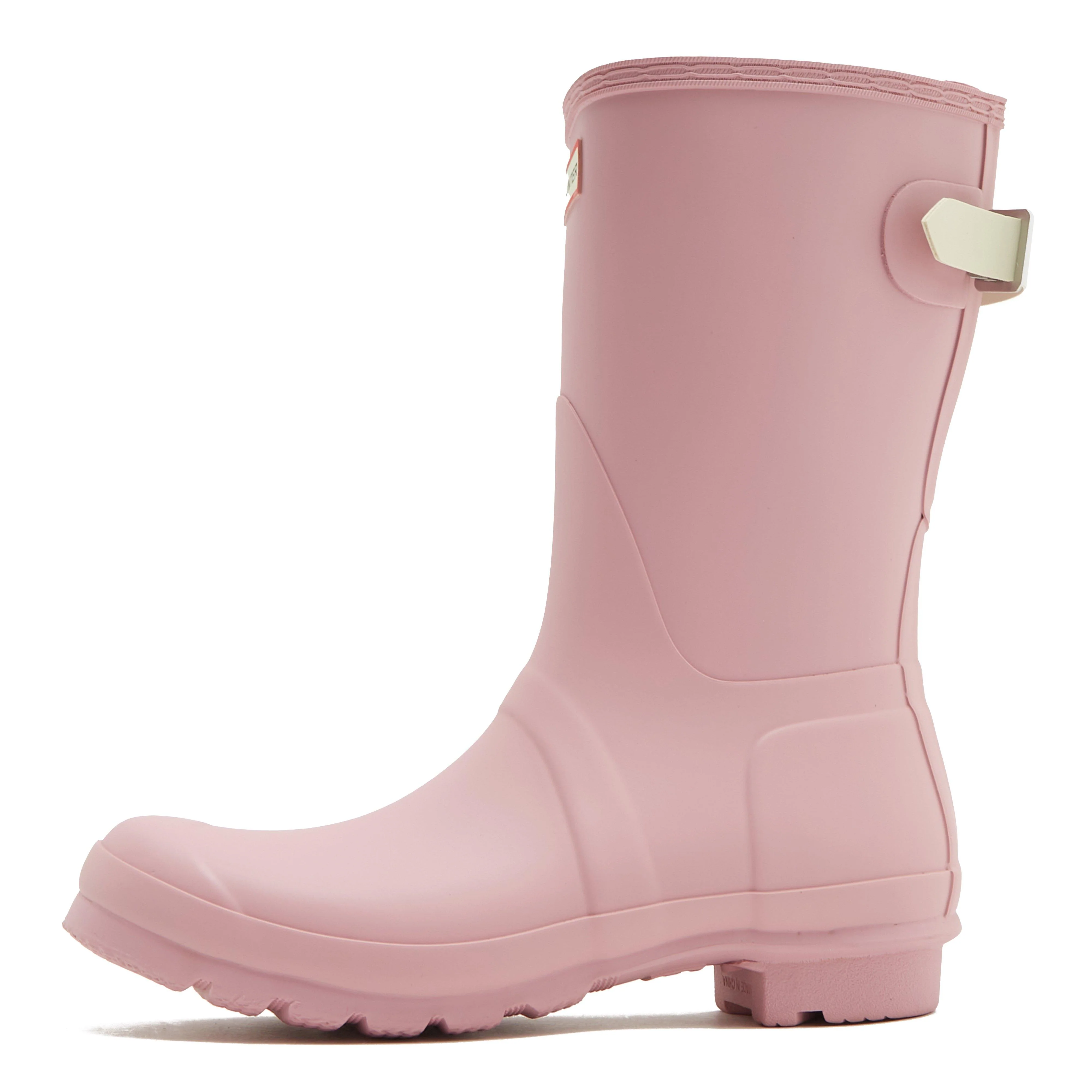 Womens Short Back Adjustable Wellington Boots Pink - Image 7