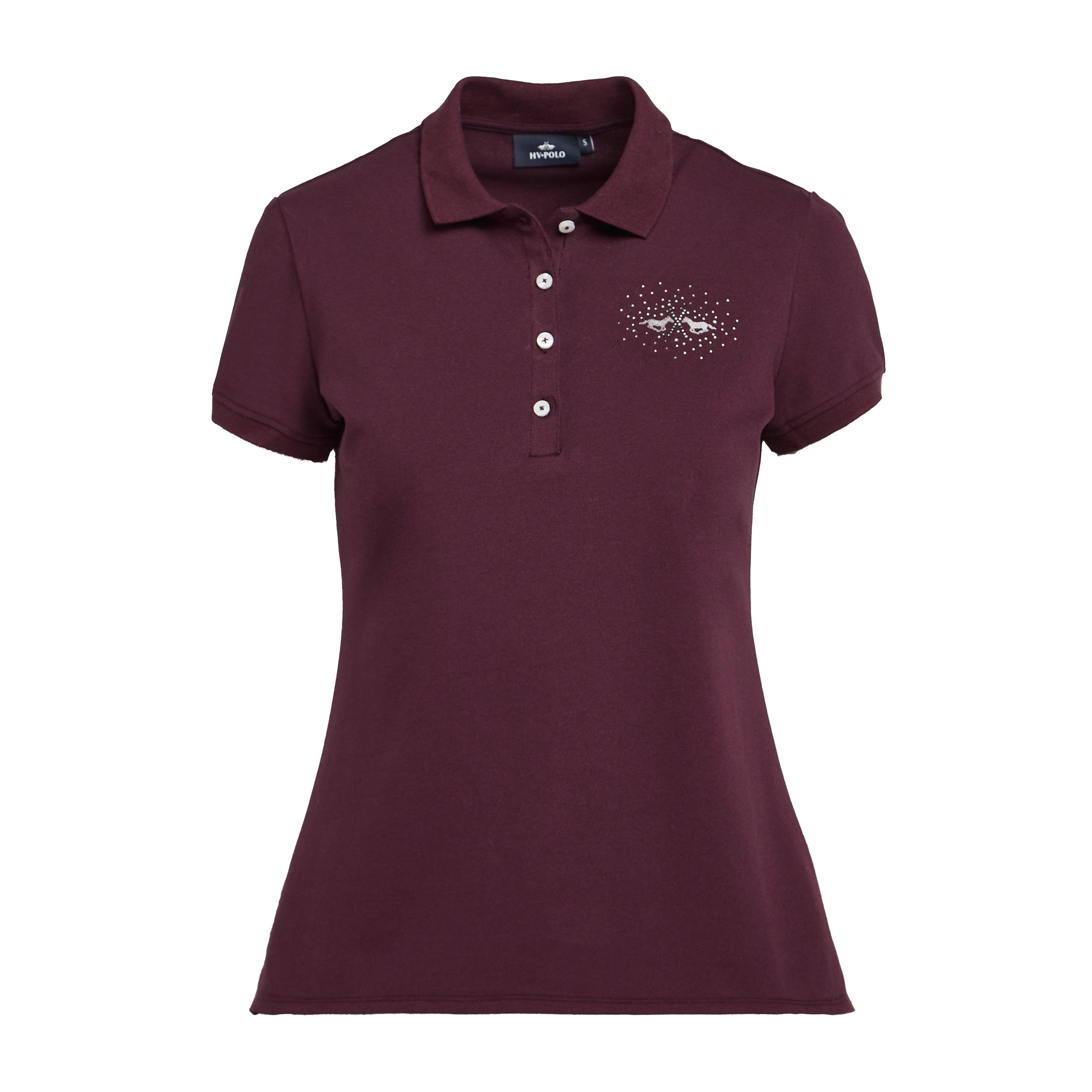 Womens Classic Short Sleeved Polo Shirt Dark Berry - Image 6