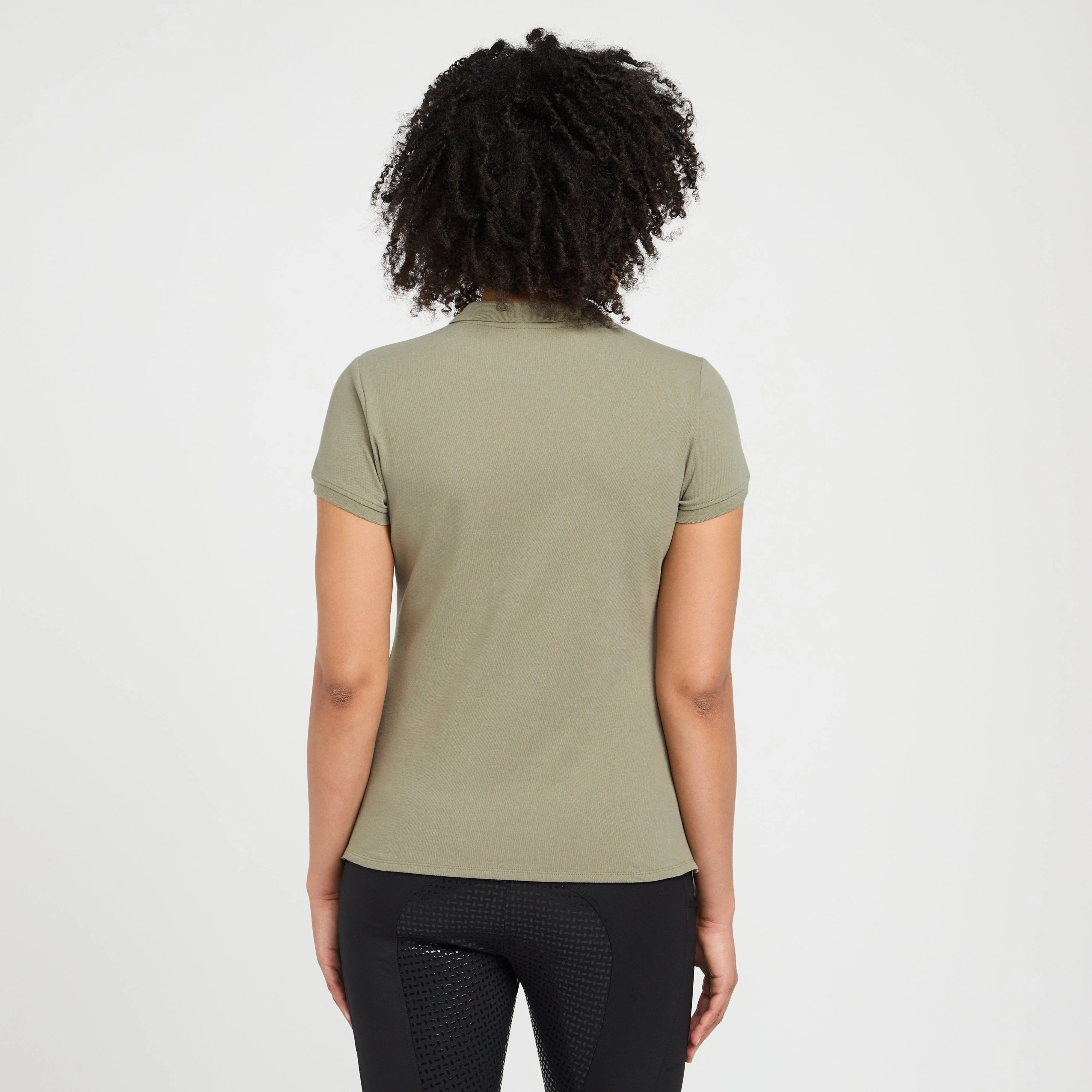 Womens Classic Short Sleeved Polo Shirt Oil Green - Image 2