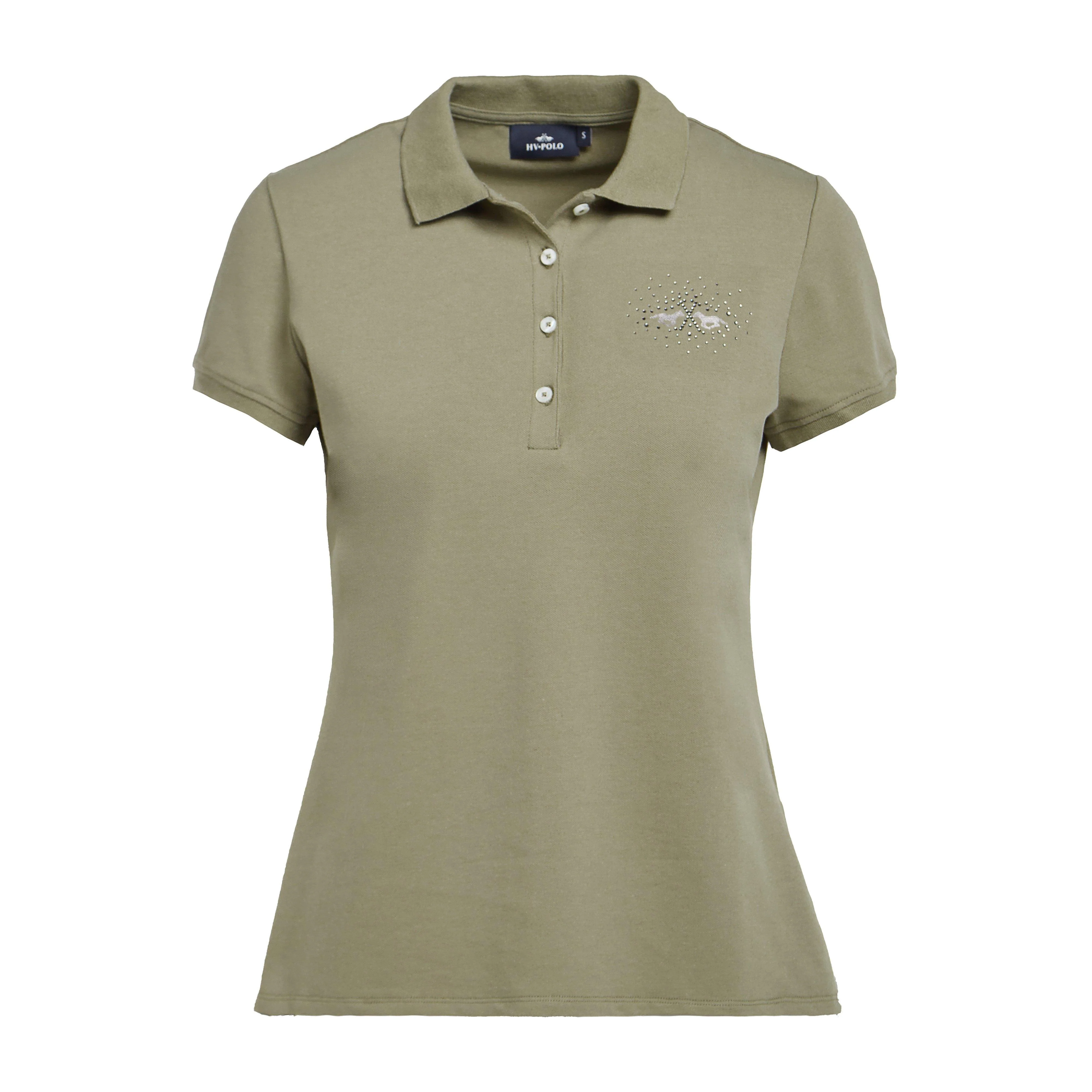 Womens Classic Short Sleeved Polo Shirt Oil Green - Image 6