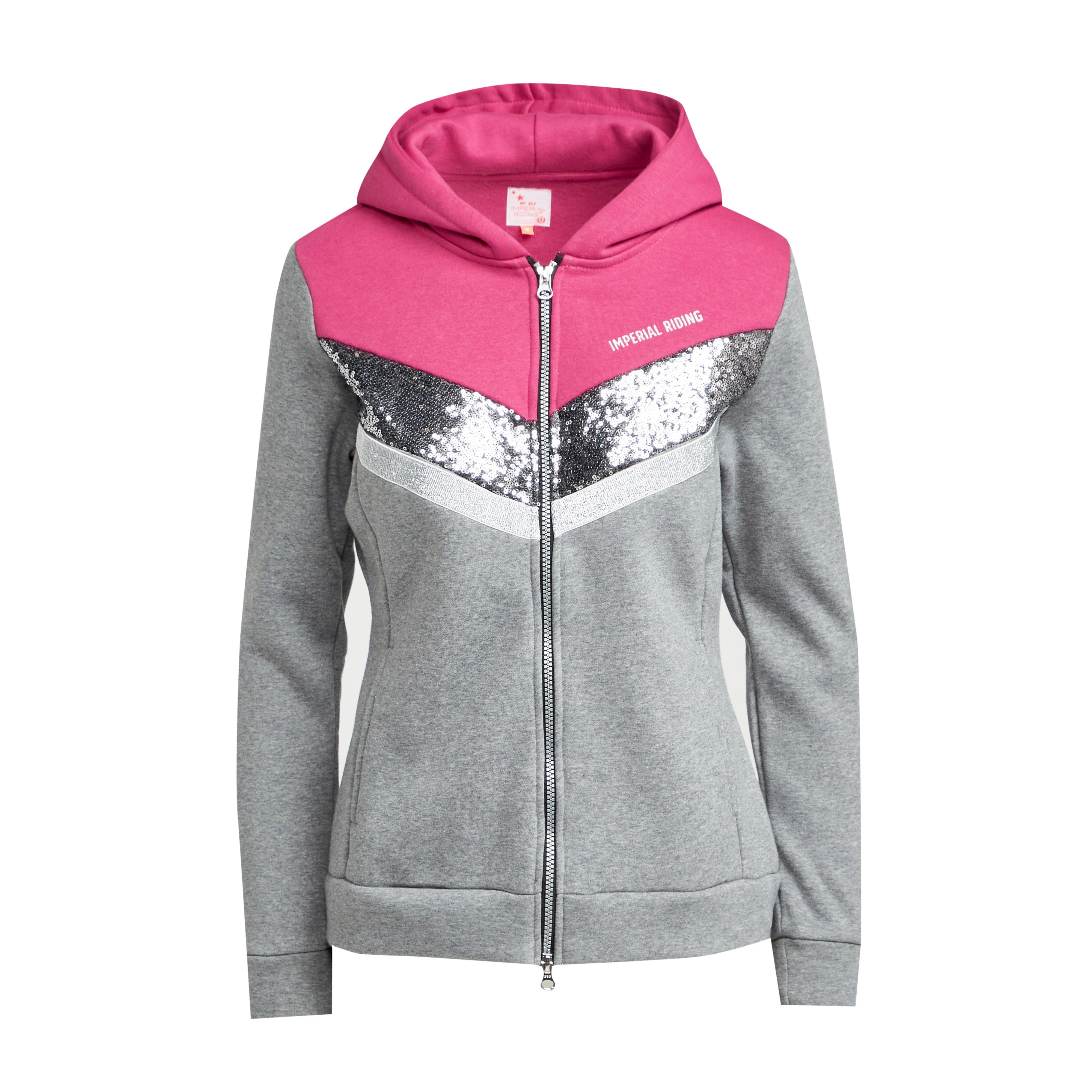 Womens Diamond Hooded Sweat Jacket Flower Pink - Image 6