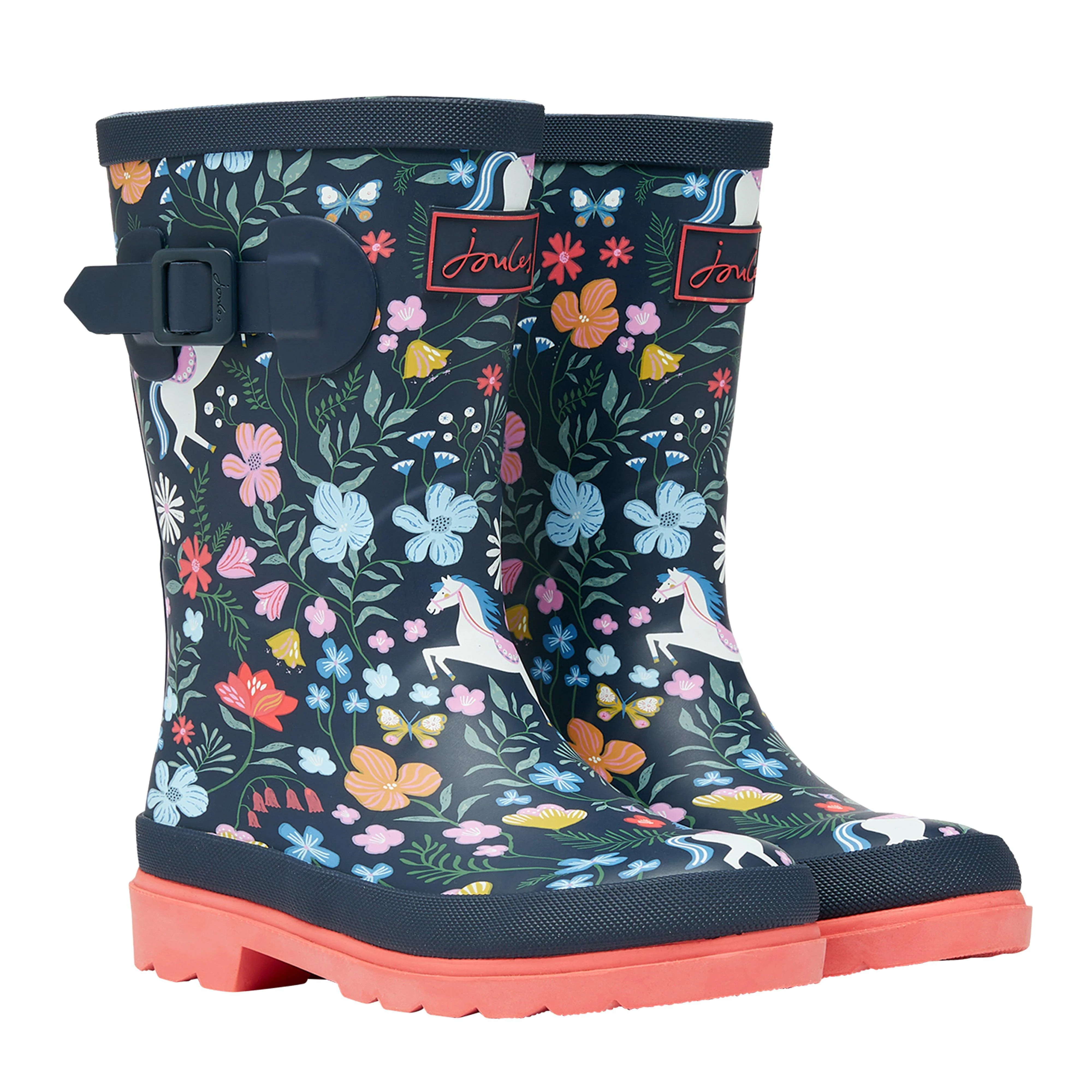 Kids Printed Wellies Navy Blue - Image 6