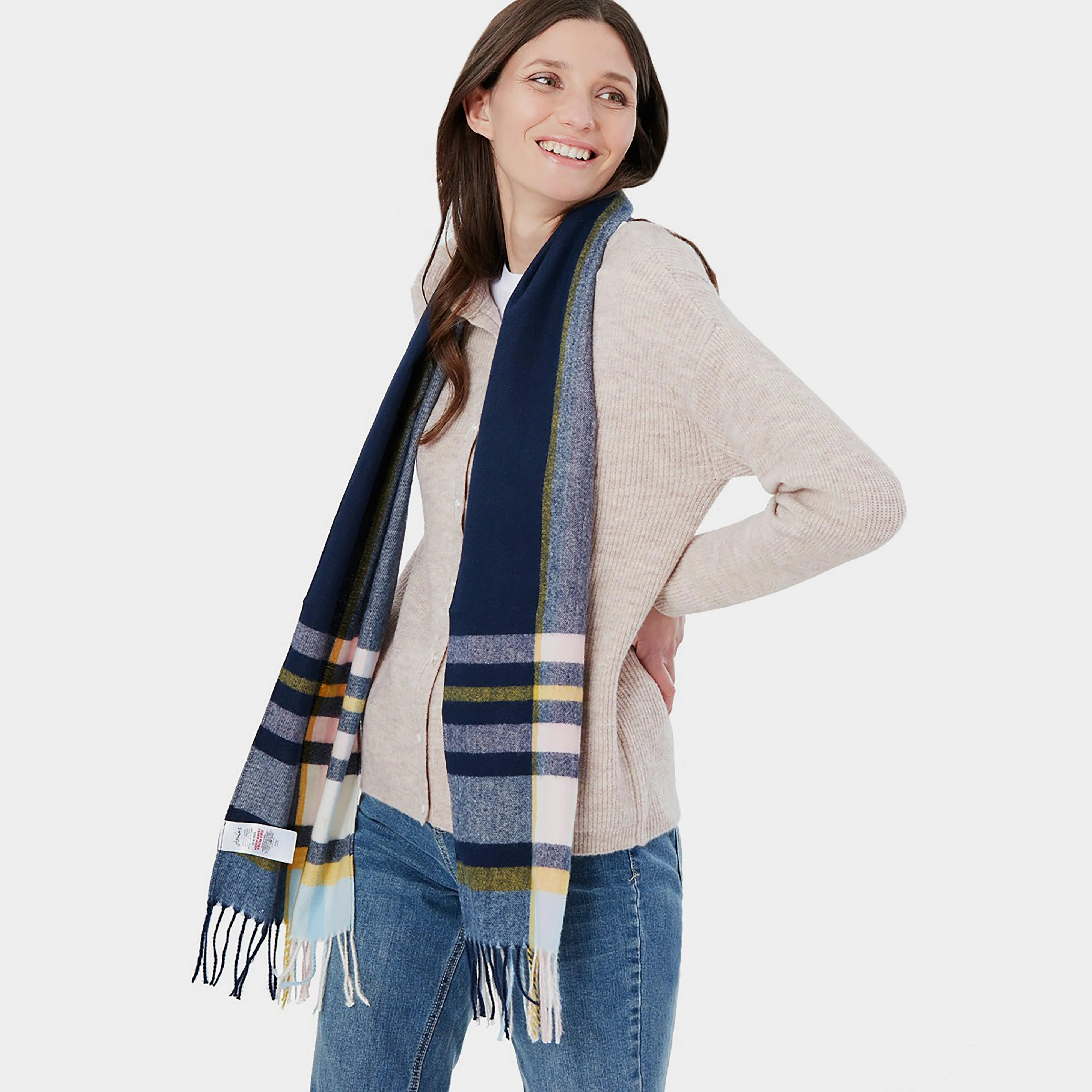 Ladies Bracken Scarf Pink Blue Check - Image 5