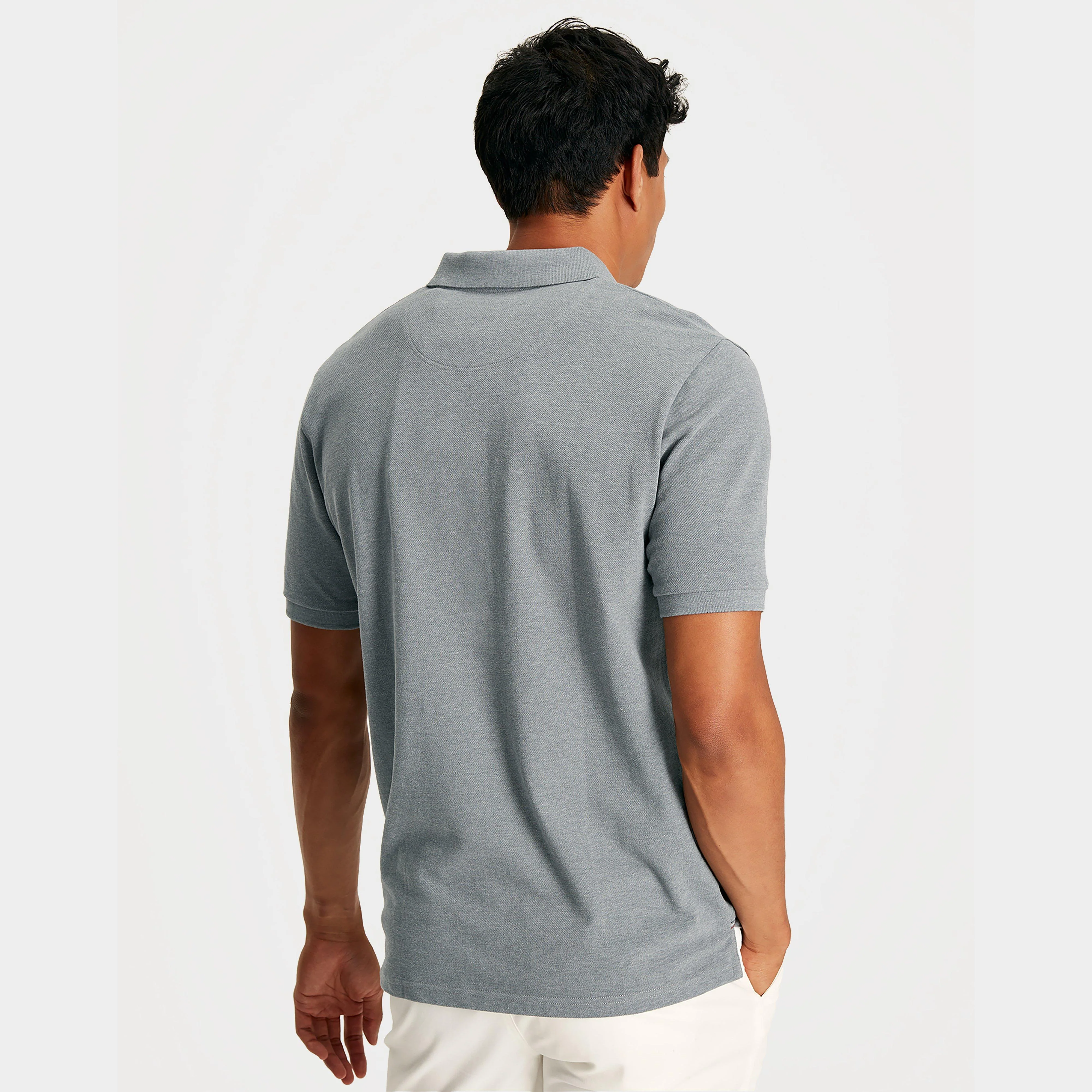 Mens Woody Polo Shirt Grey Marl - Image 2